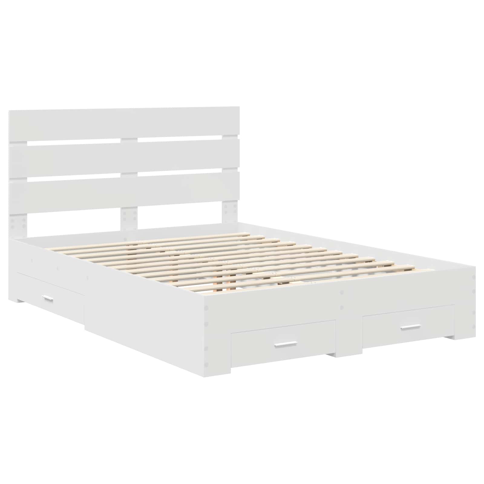 Bed Frame with Drawer White 150 x 200 cm Engineered Wood