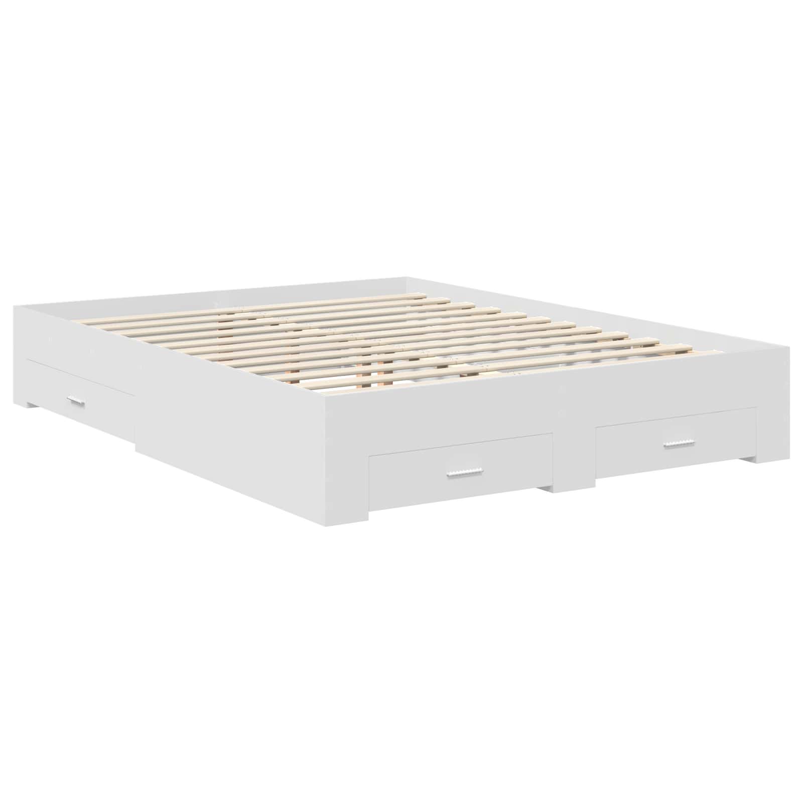 Bed Frame with Drawer White 150 x 200 cm Engineered Wood