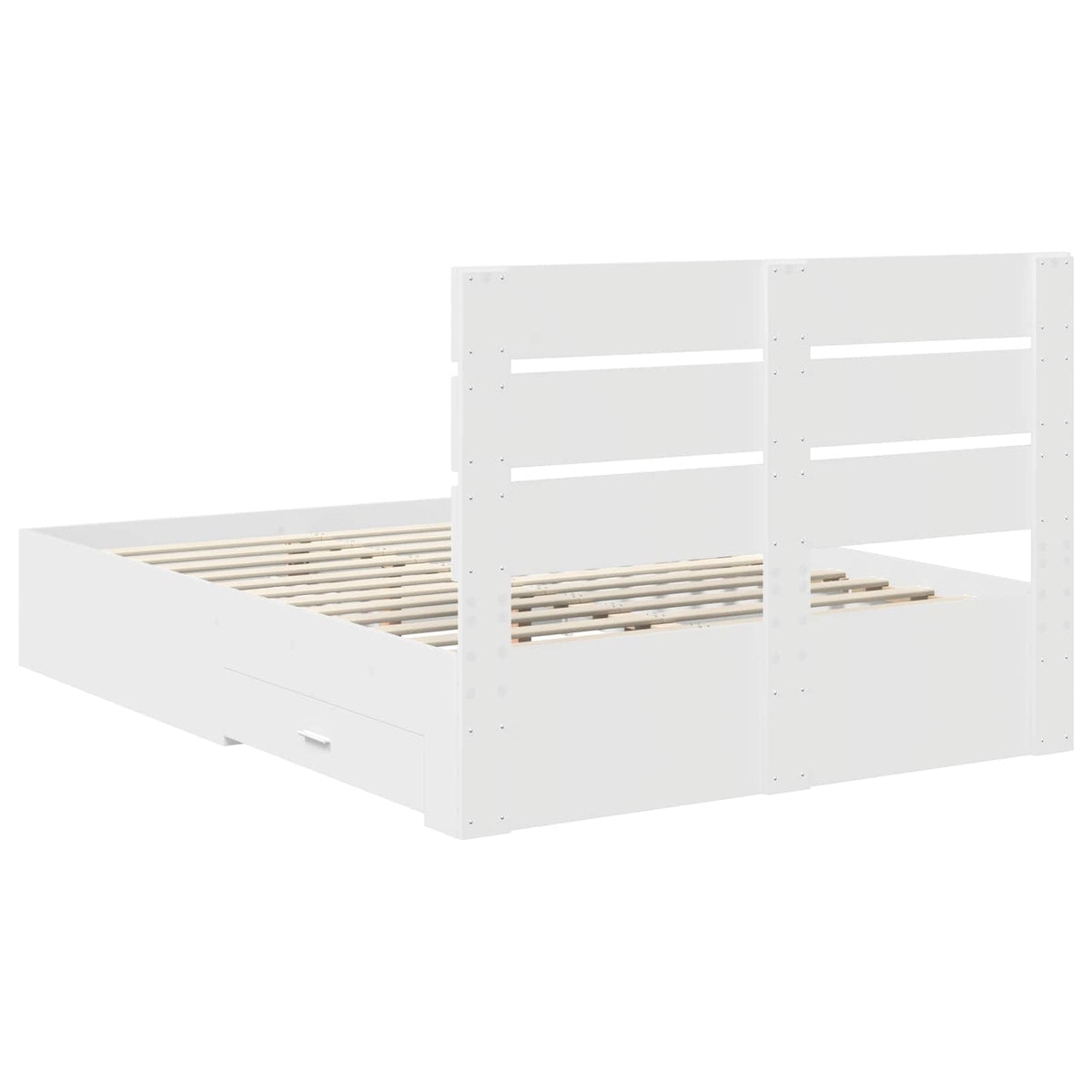 Bed Frame with Drawer White 150 x 200 cm Engineered Wood