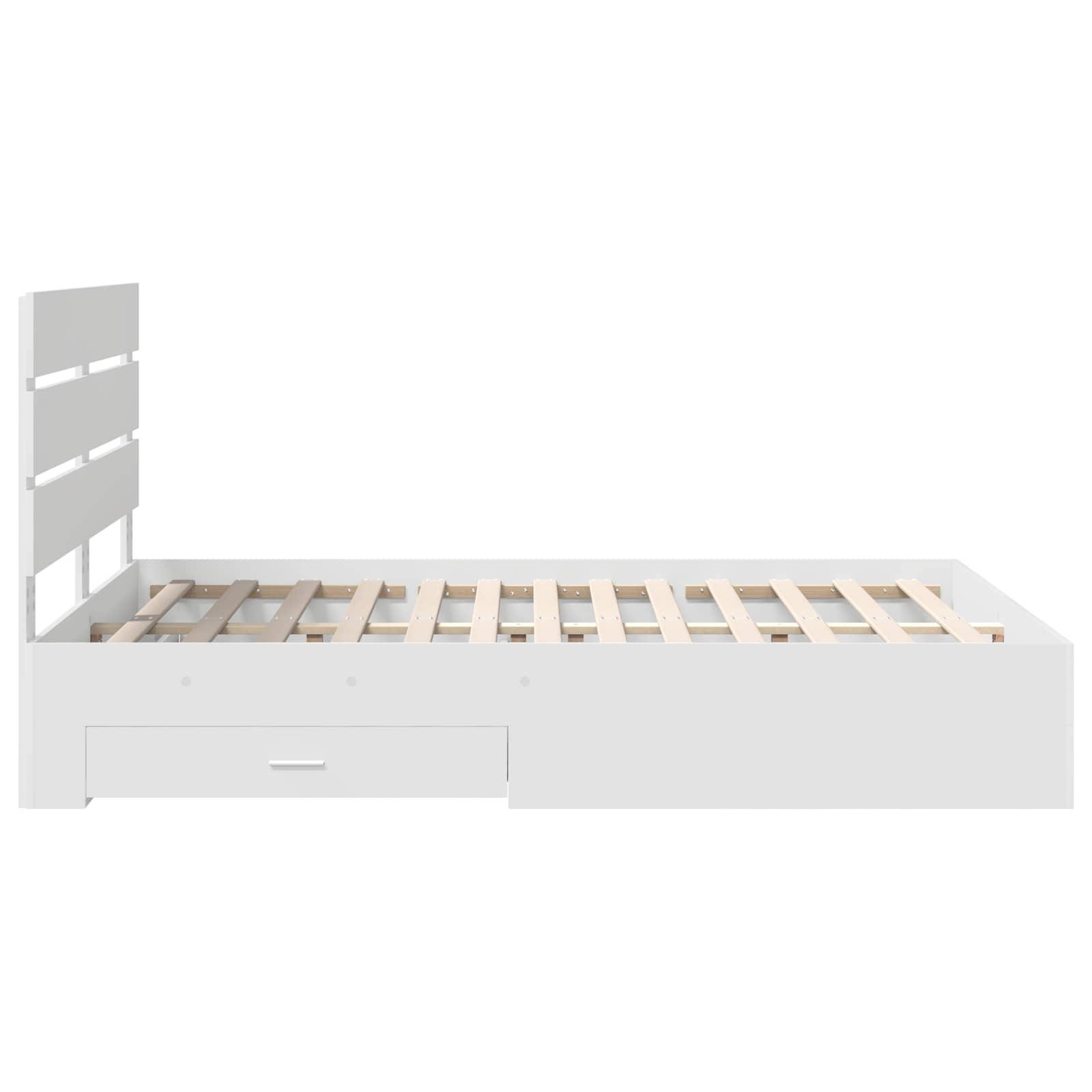Bed Frame with Drawer White 150 x 200 cm Engineered Wood