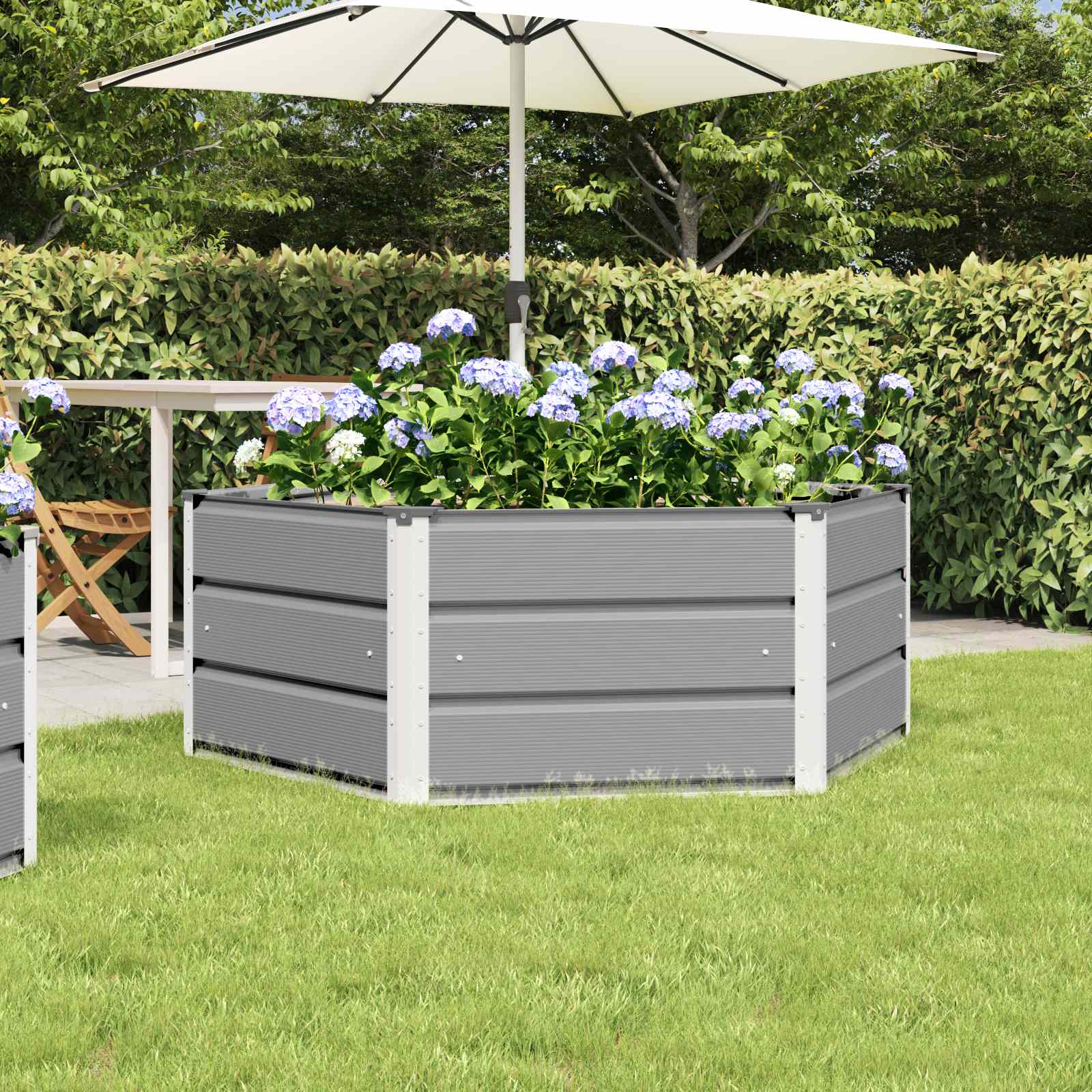 Planter Light Grey 129 x 129 x 45 cm Steel