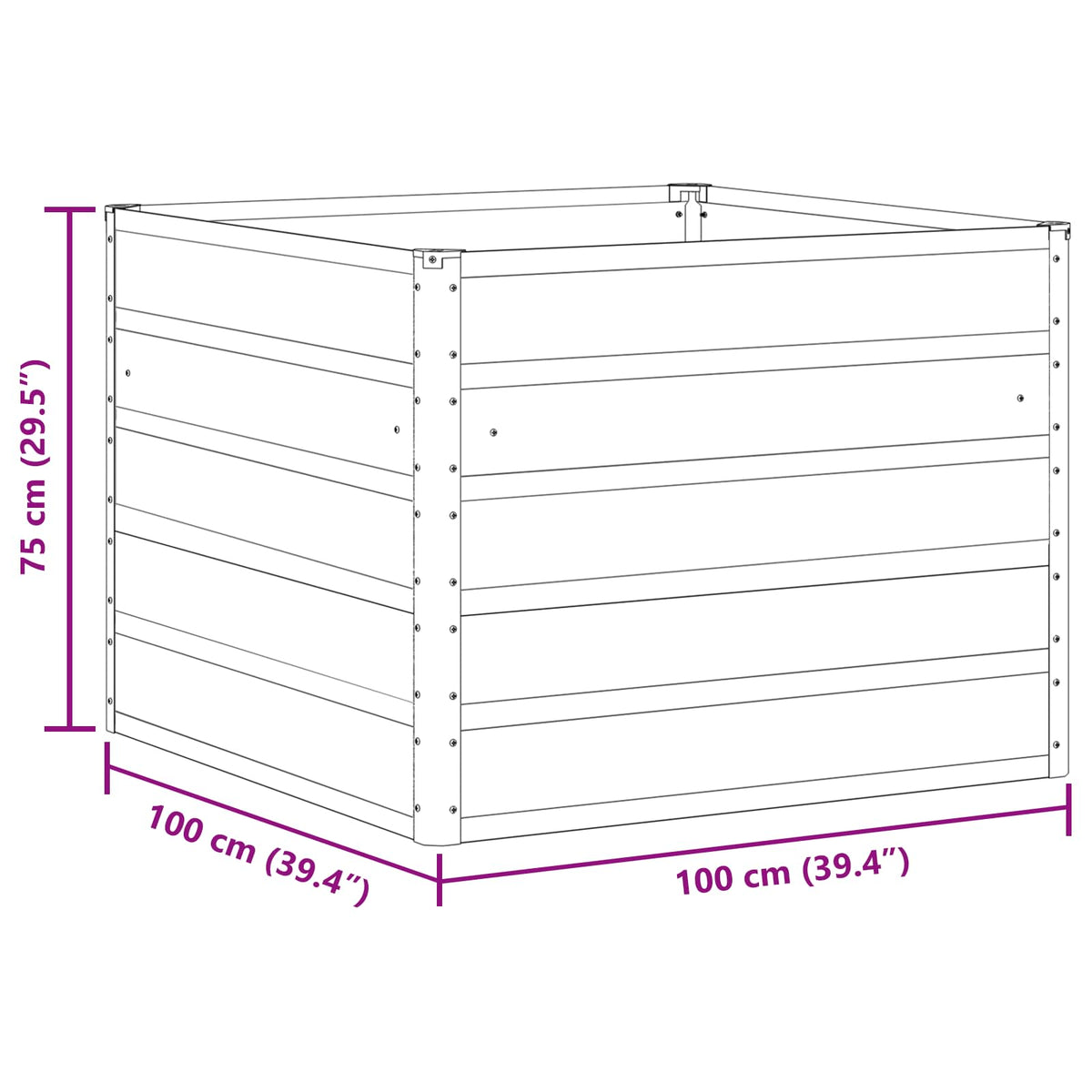 Planter Light Grey 100 x 100 x 75 cm Steel