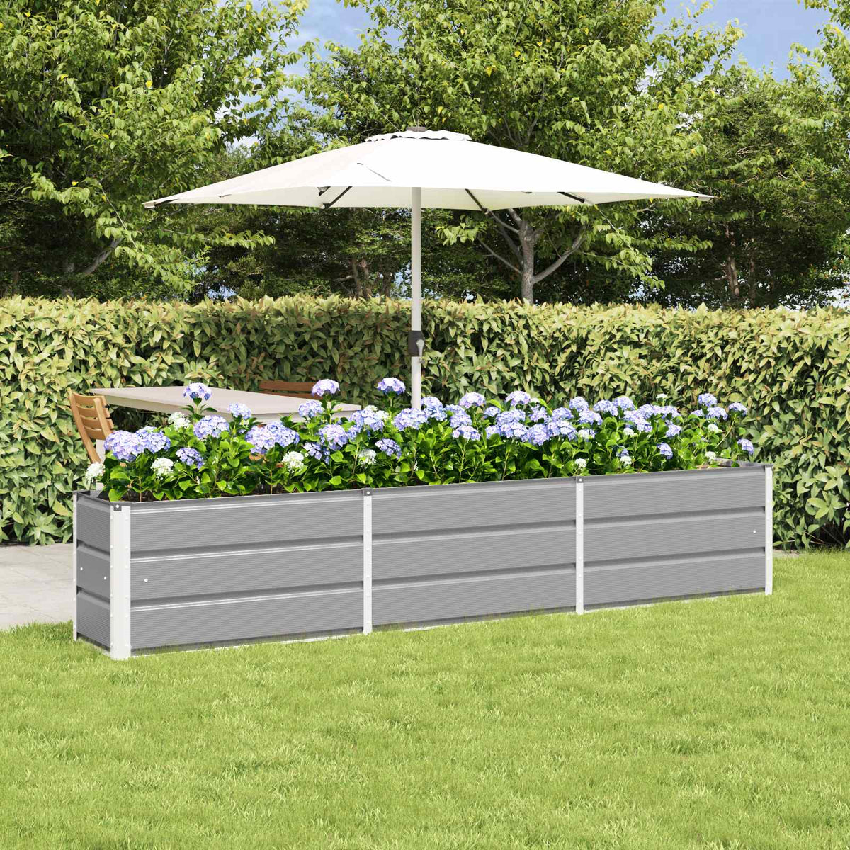 Planter Light Grey 240 x 40 x 45 cm Steel