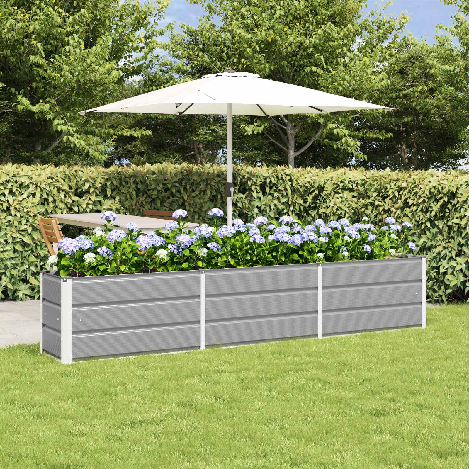 Planter Light Grey 240 x 40 x 45 cm Steel