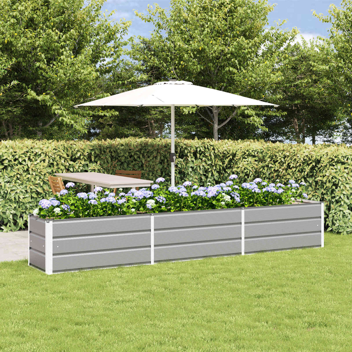 Planter Light Grey 290 x 50 x 45 cm Galvanised Steel
