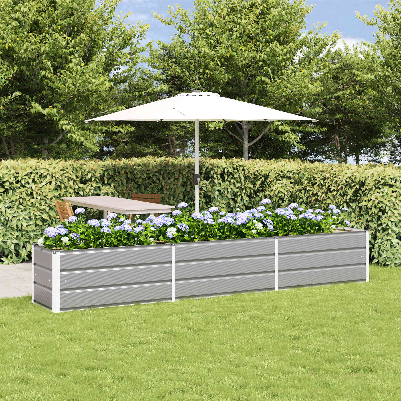 Planter Light Grey 290 x 50 x 45 cm Galvanised Steel