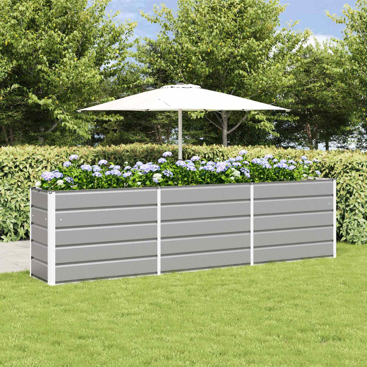 Planter Light Grey 290 x 50 x 75 cm Galvanised Steel