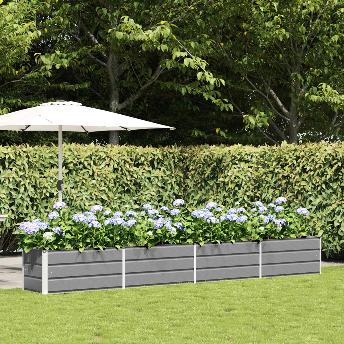 Planter Light Grey 385 x 50 x 45 cm Galvanised Steel