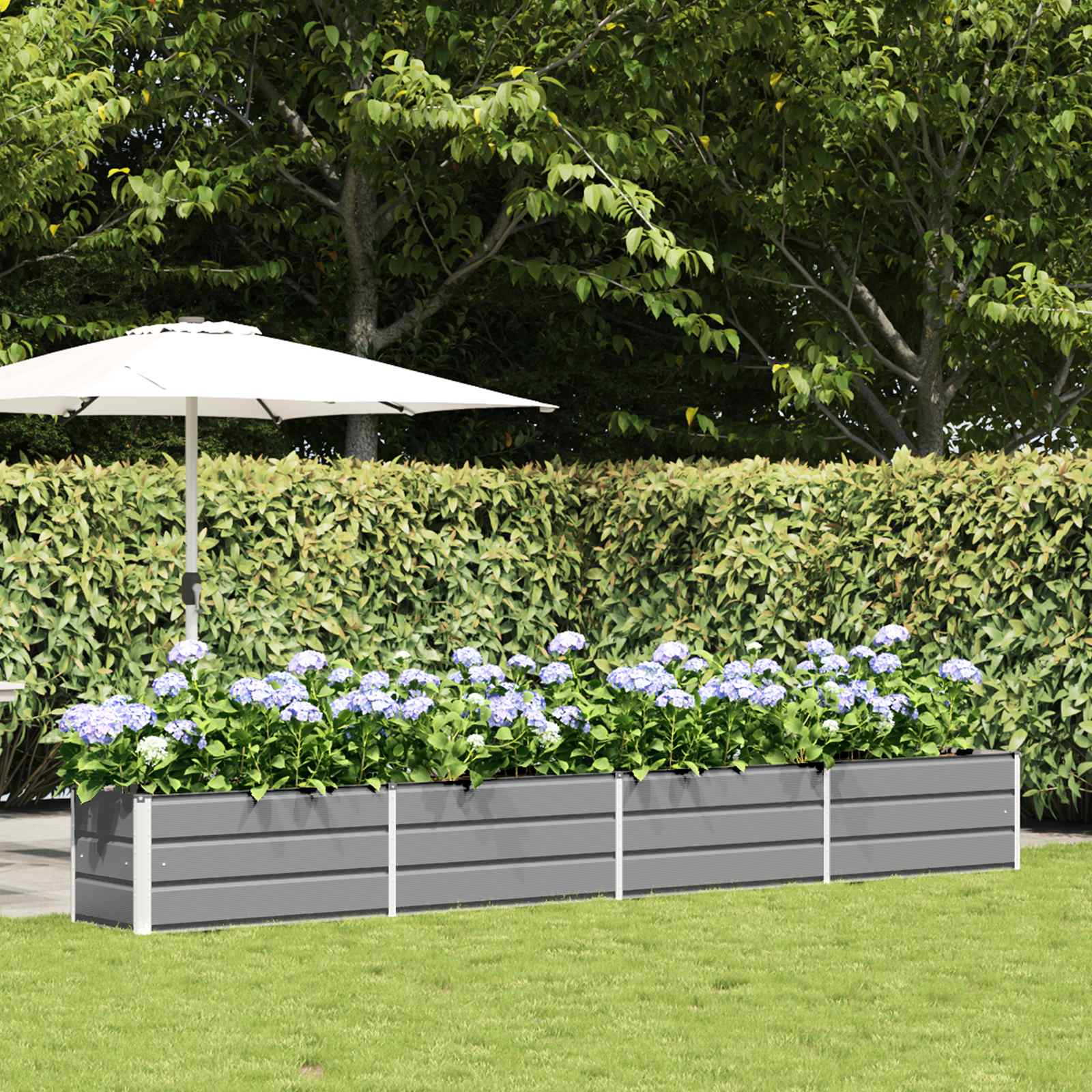Planter Light Grey 385 x 50 x 45 cm Galvanised Steel