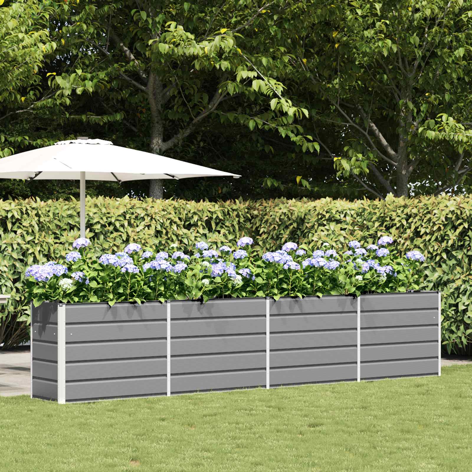 Planter Light Grey 385 x 50 x 75 cm Galvanised Steel