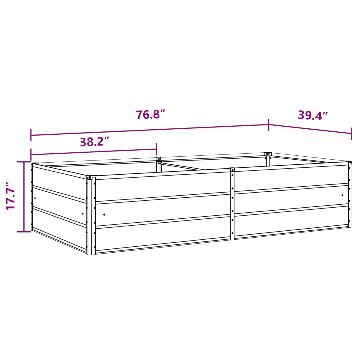 Planter Light Grey 195 x 100 x 45 cm Galvanised Steel