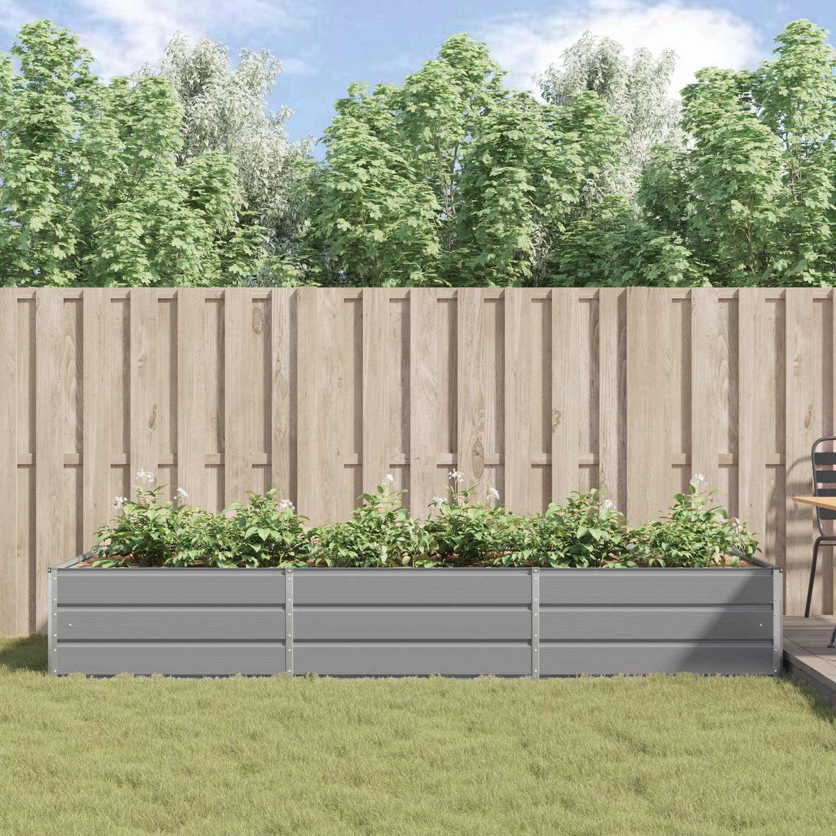 Planter Light Grey 290 x 100 x 45 cm Galvanised Steel