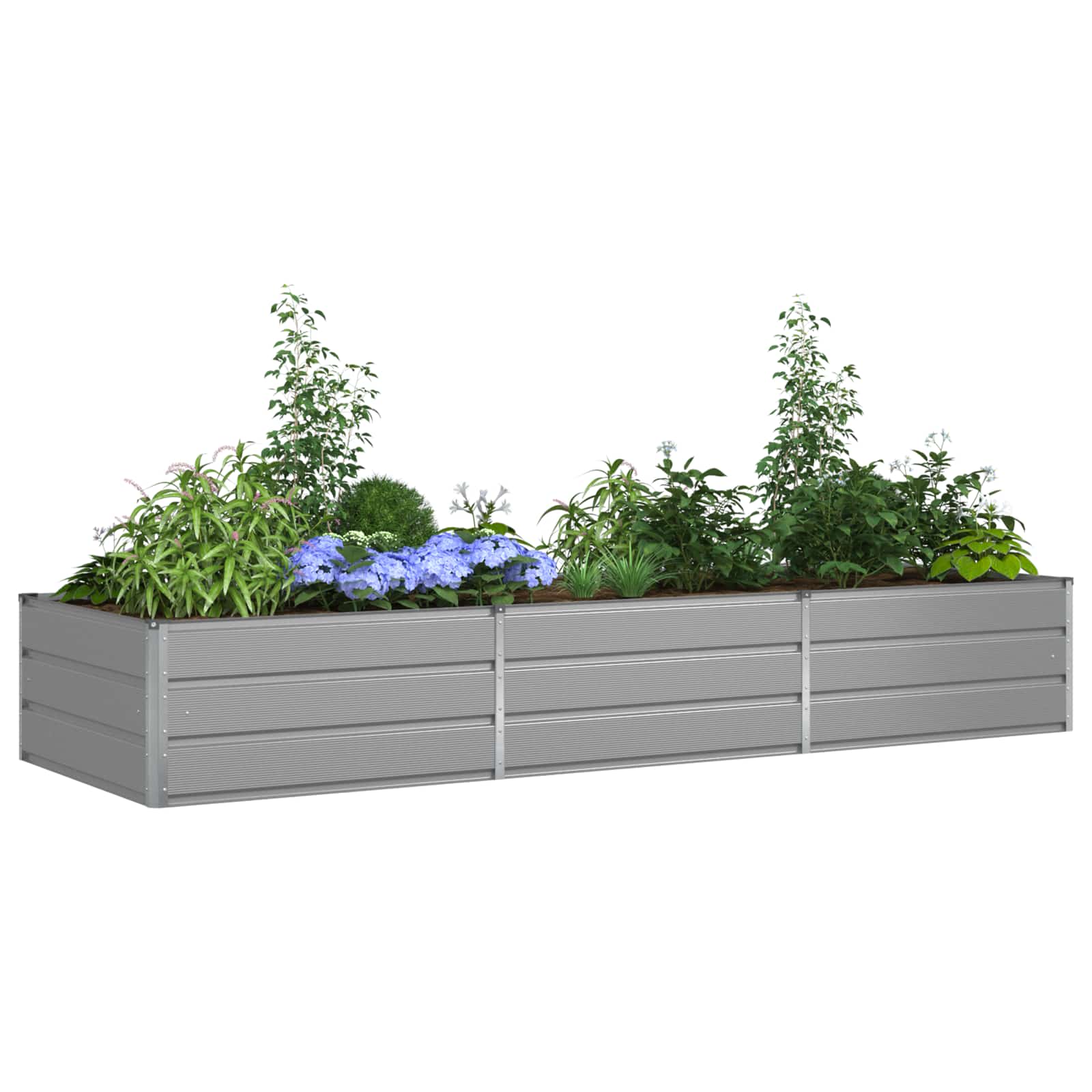 Planter Light Grey 290 x 100 x 45 cm Galvanised Steel
