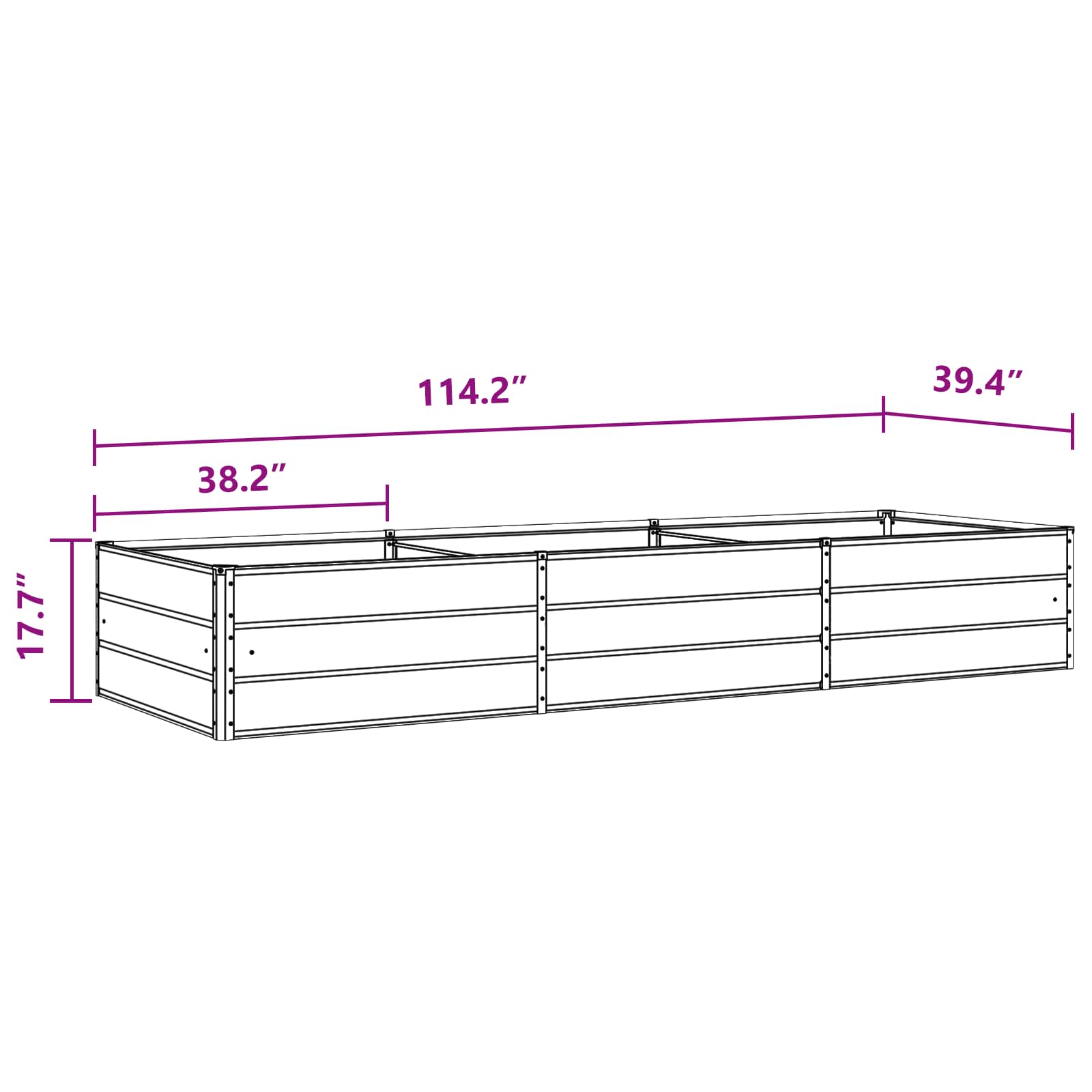 Planter Light Grey 290 x 100 x 45 cm Galvanised Steel