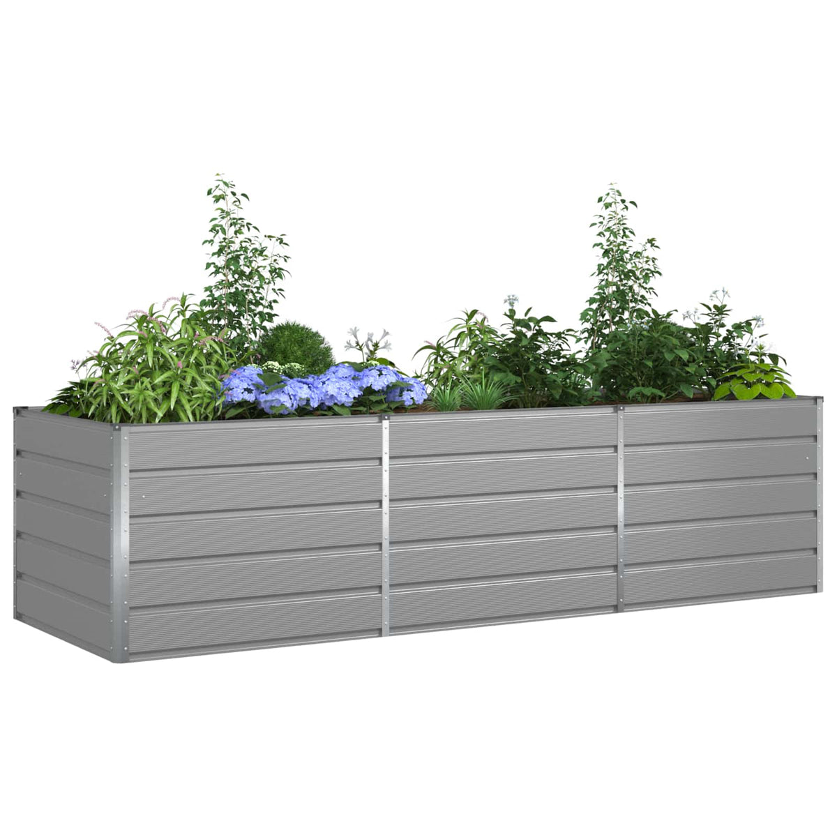 Planter Light Grey 195 x 100 x 45 cm Galvanised Steel
