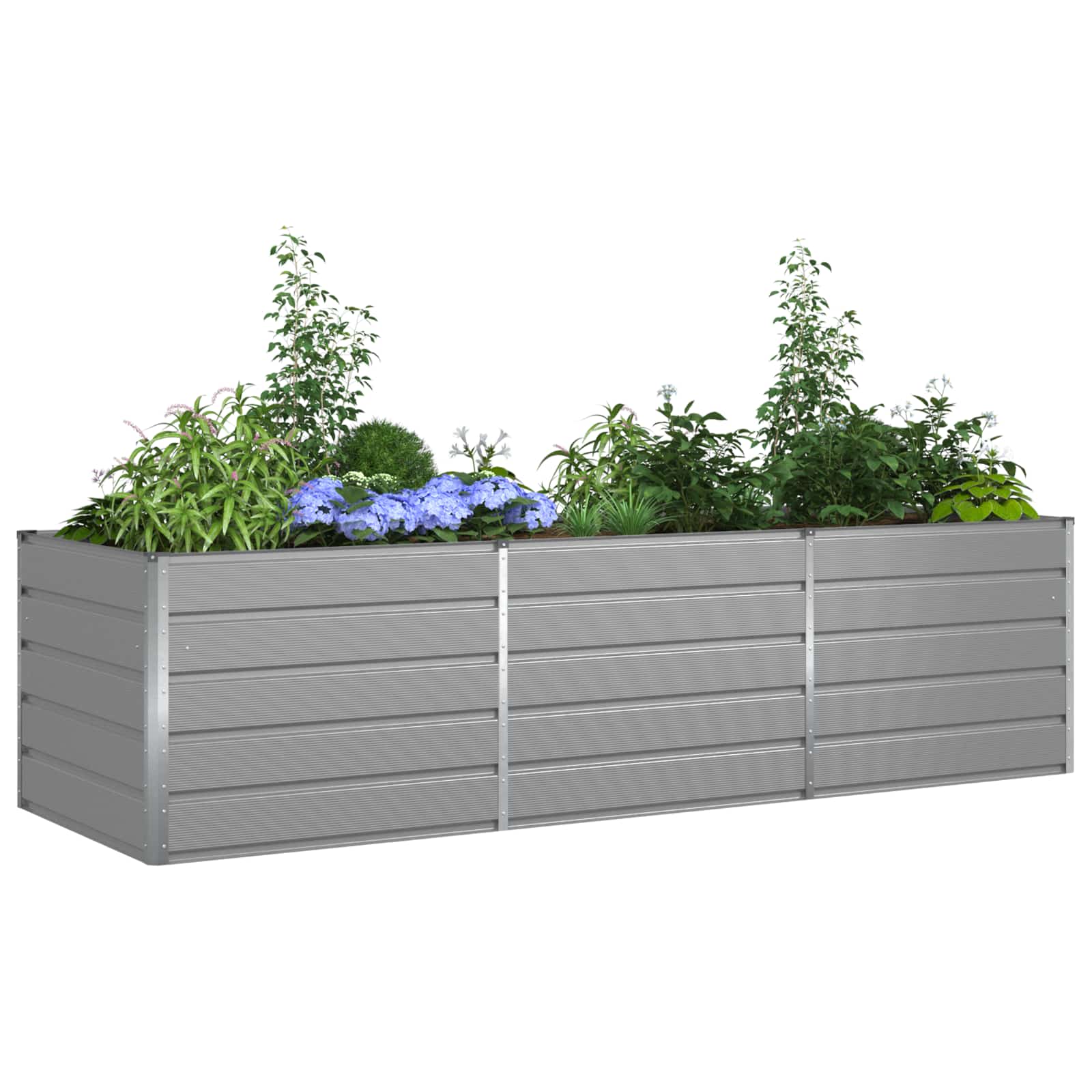 Planter Light Grey 195 x 100 x 45 cm Galvanised Steel