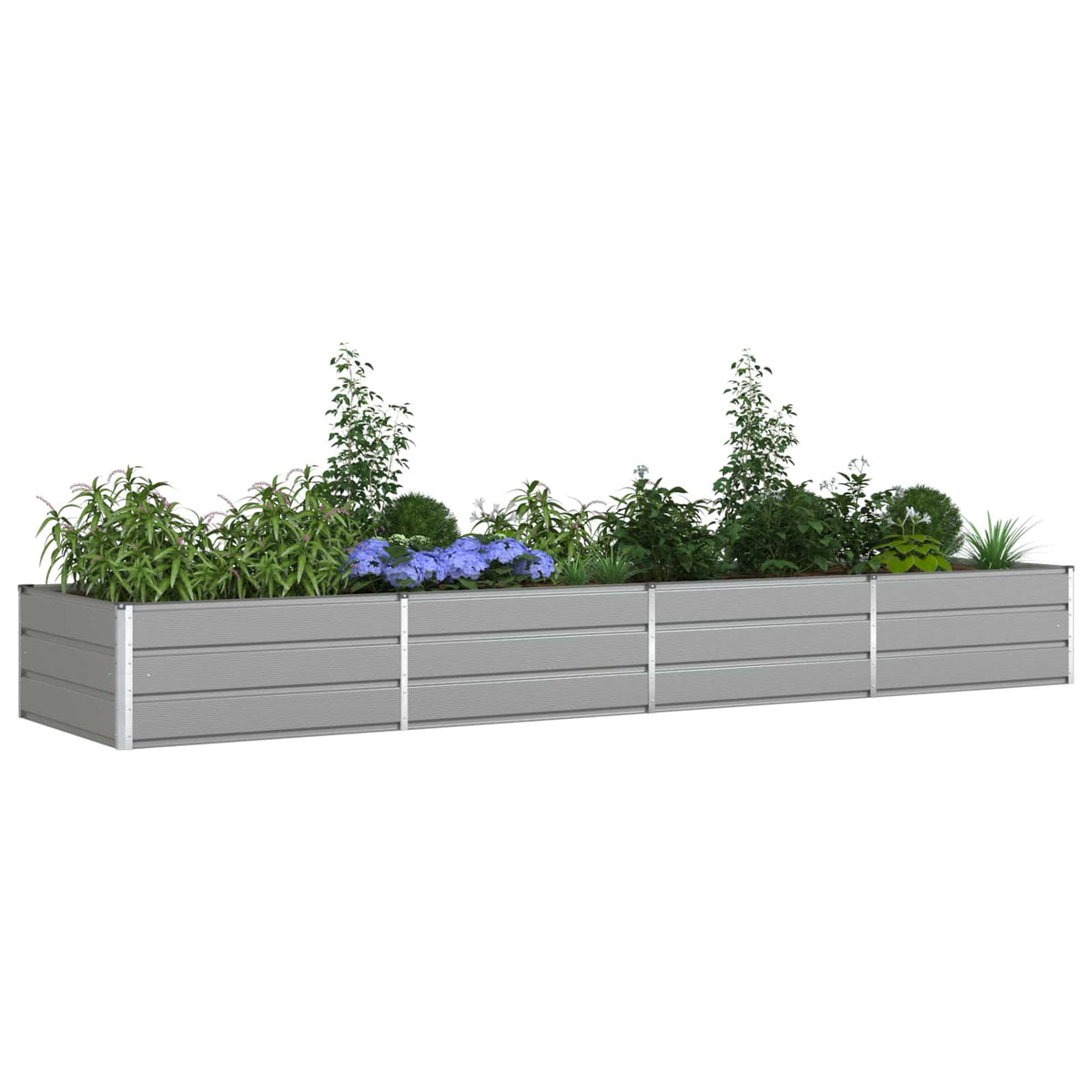 Planter Light Grey 195 x 100 x 45 cm Galvanised Steel