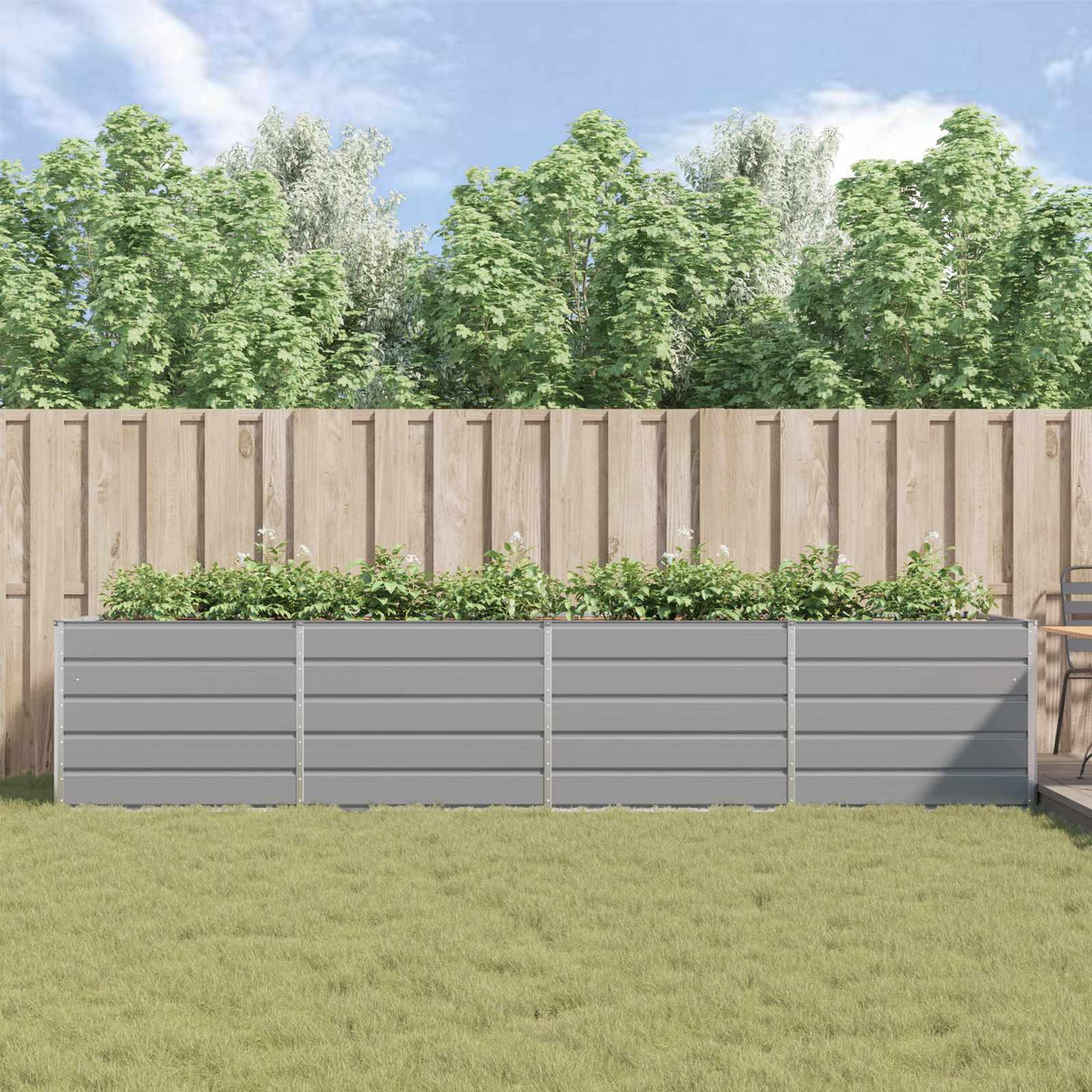 Planter Light Grey 385 x 100 x 75 cm Galvanised Steel