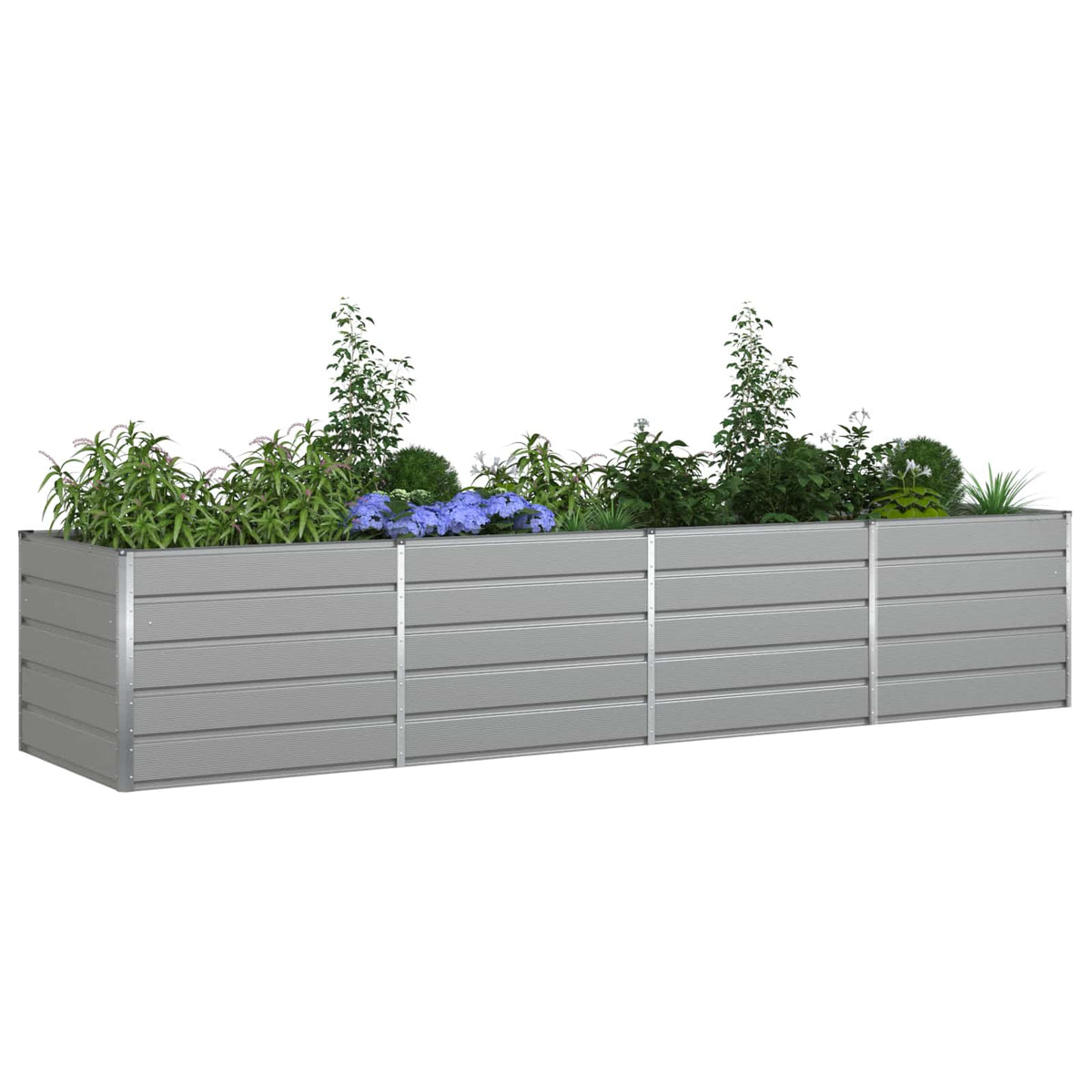 Planter Light Grey 385 x 100 x 75 cm Galvanised Steel