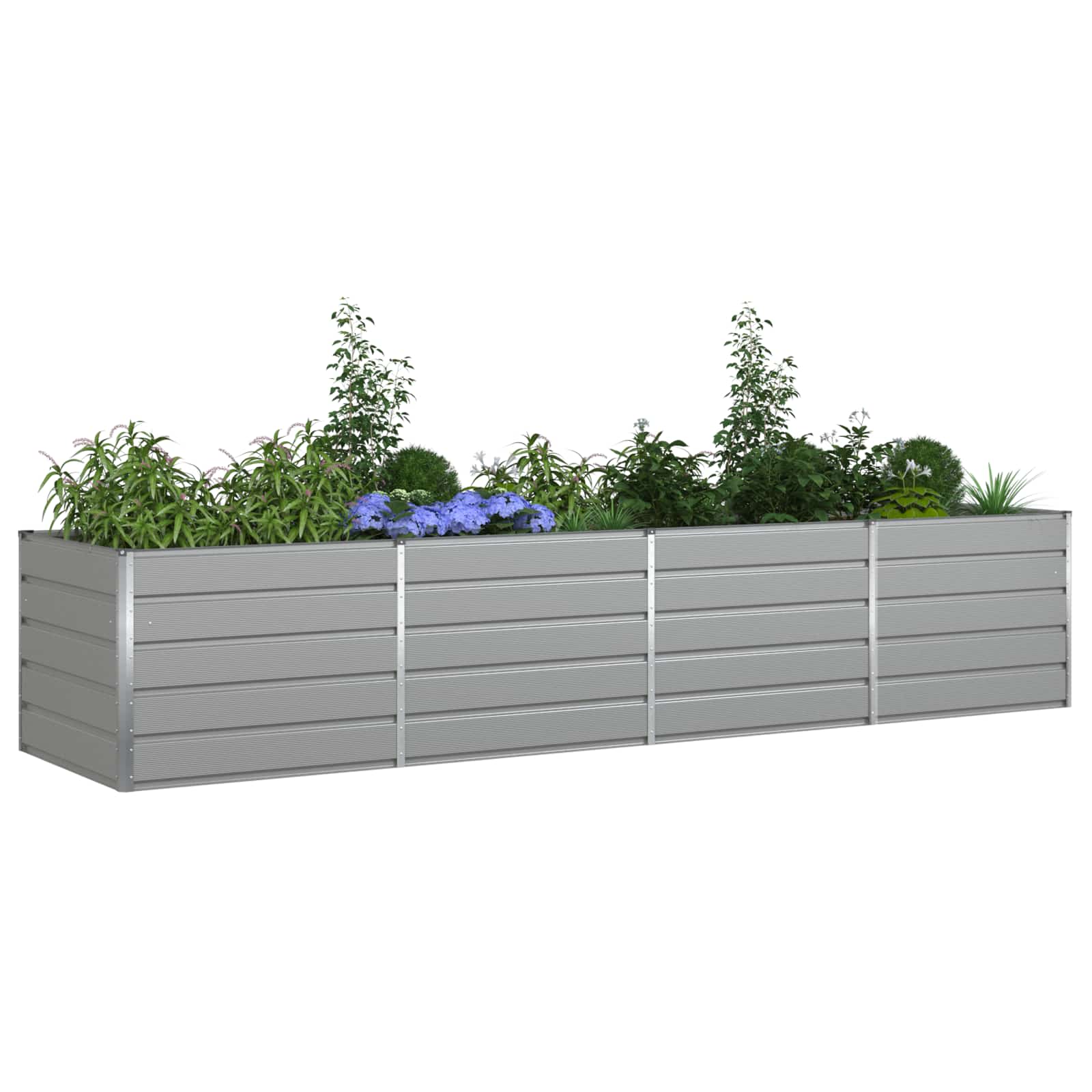 Planter Light Grey 385 x 100 x 75 cm Galvanised Steel