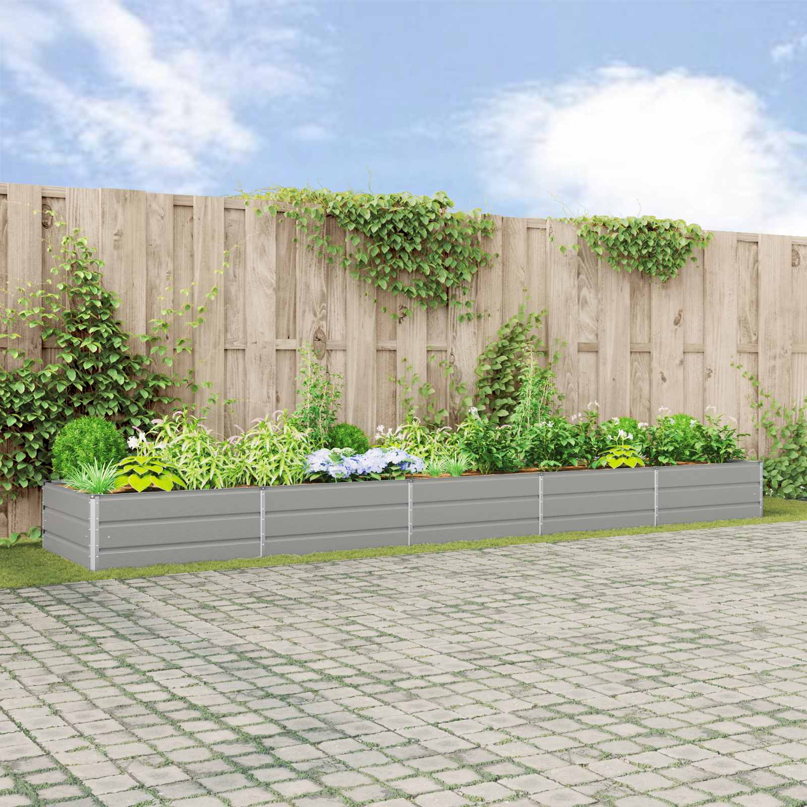 Planter Light Grey 480 x 100 x 45 cm Galvanised Steel