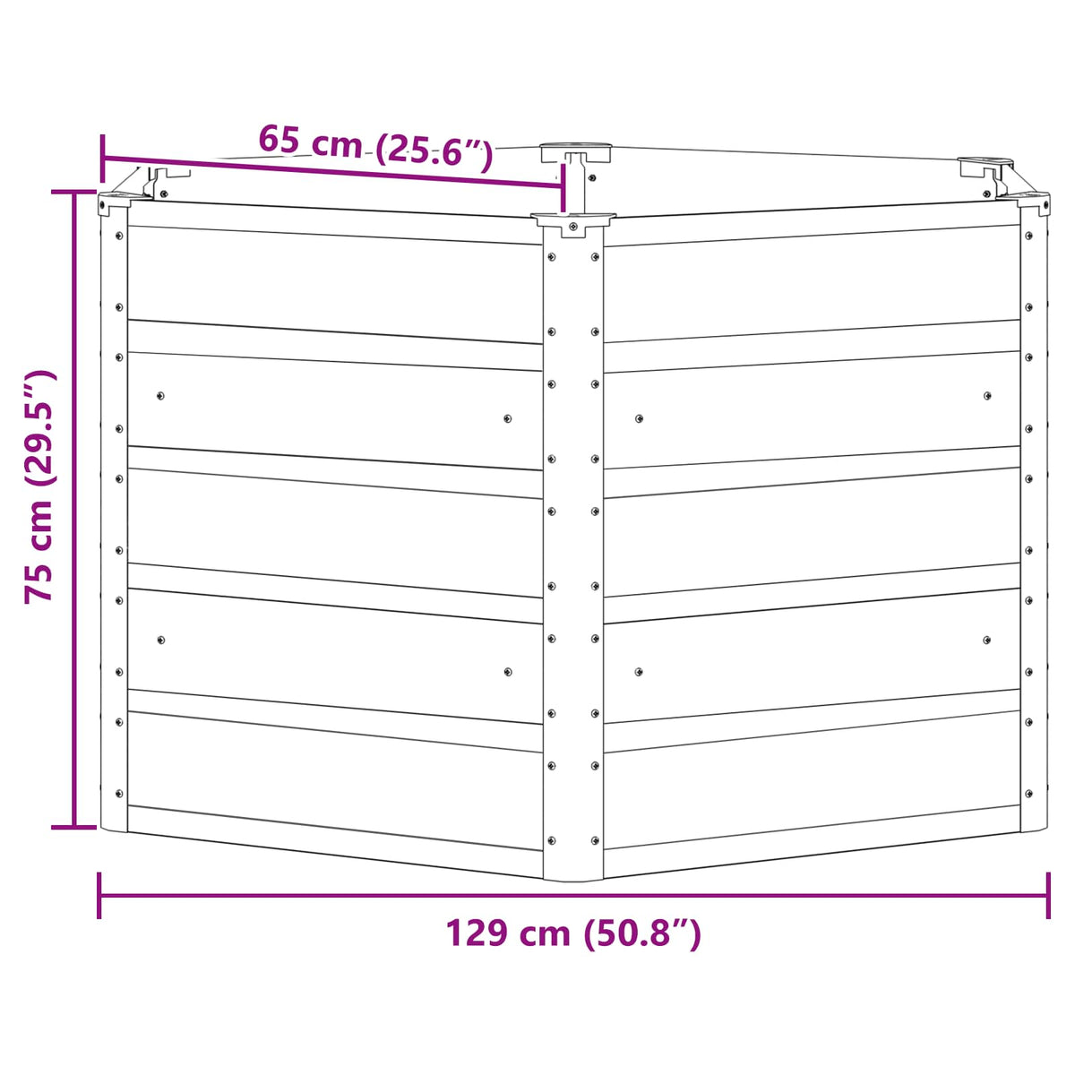 Planter Anthracite 129 x 129 x 75 cm Steel