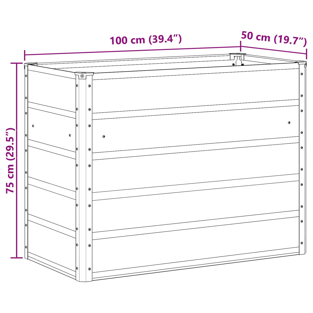 Planter Anthracite 100 x 50 x 75 cm Galvanised Steel