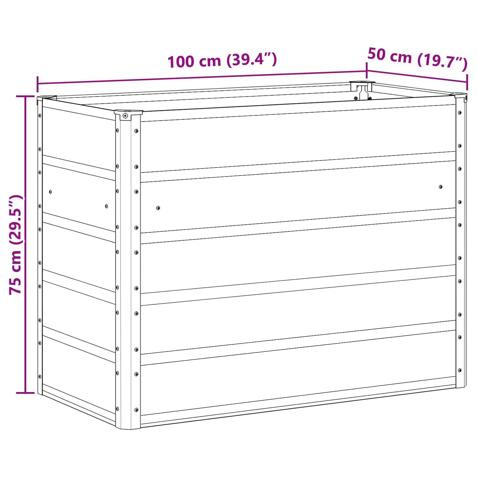 Planter Anthracite 100 x 50 x 75 cm Galvanised Steel