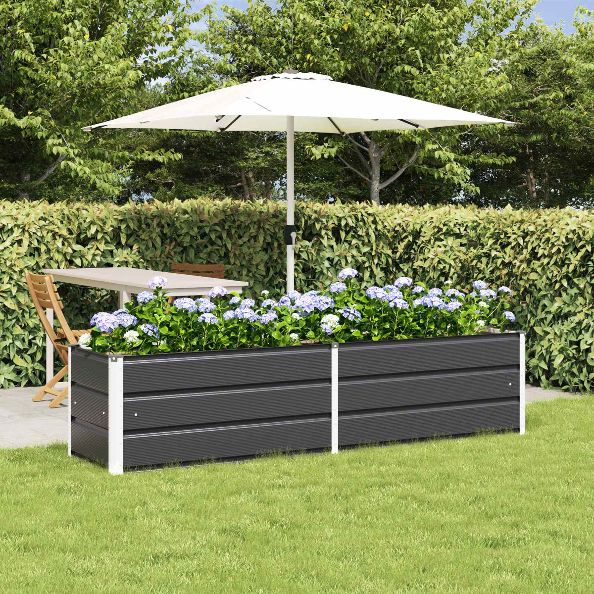 Planter Anthracite 195 x 50 x 45 cm Galvanised Steel