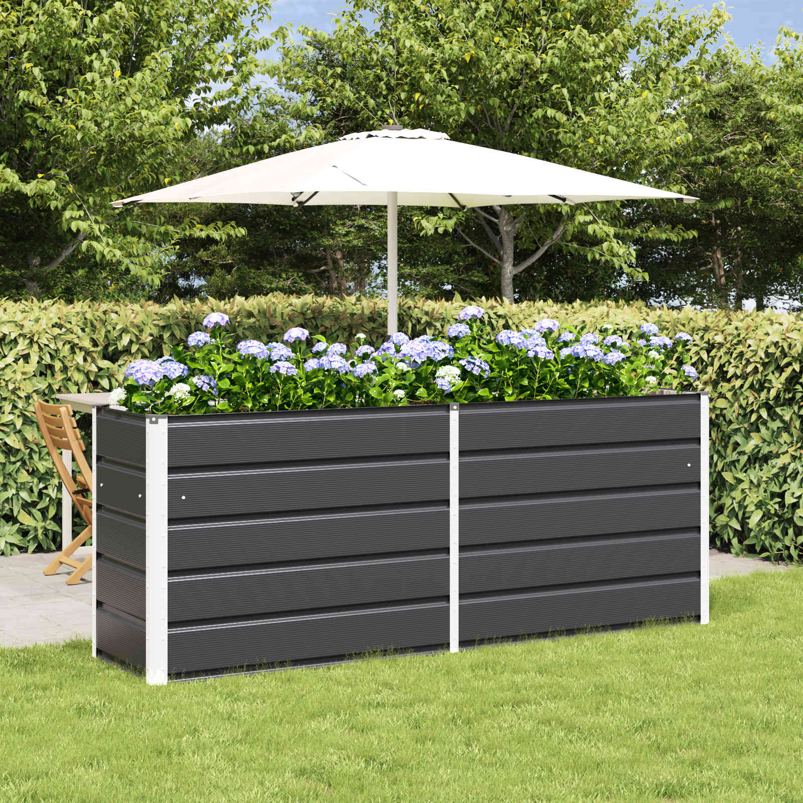 Planter Anthracite 195 x 50 x 75 cm Galvanised Steel