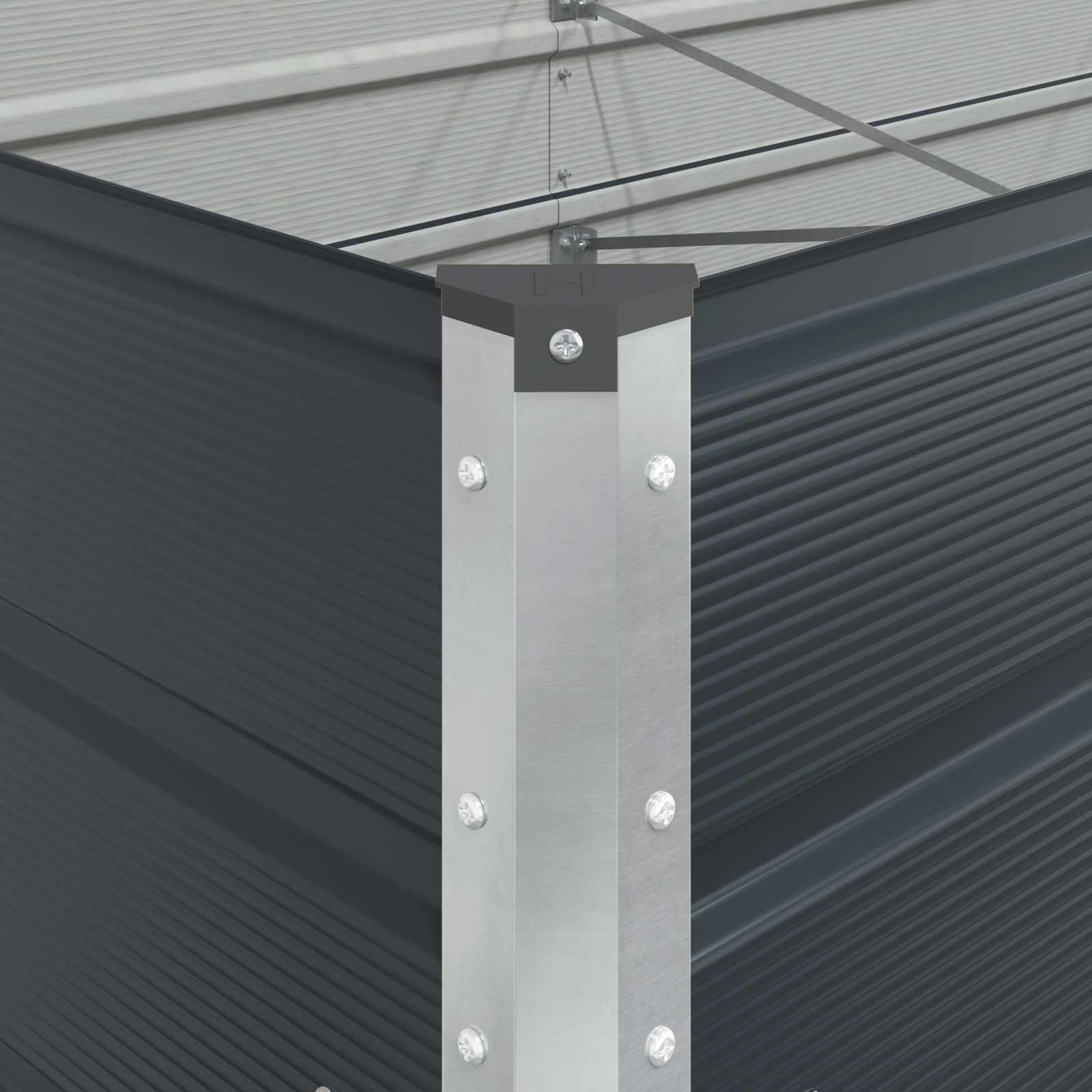 Planter Anthracite 195 x 100 x 45 cm Galvanised Steel