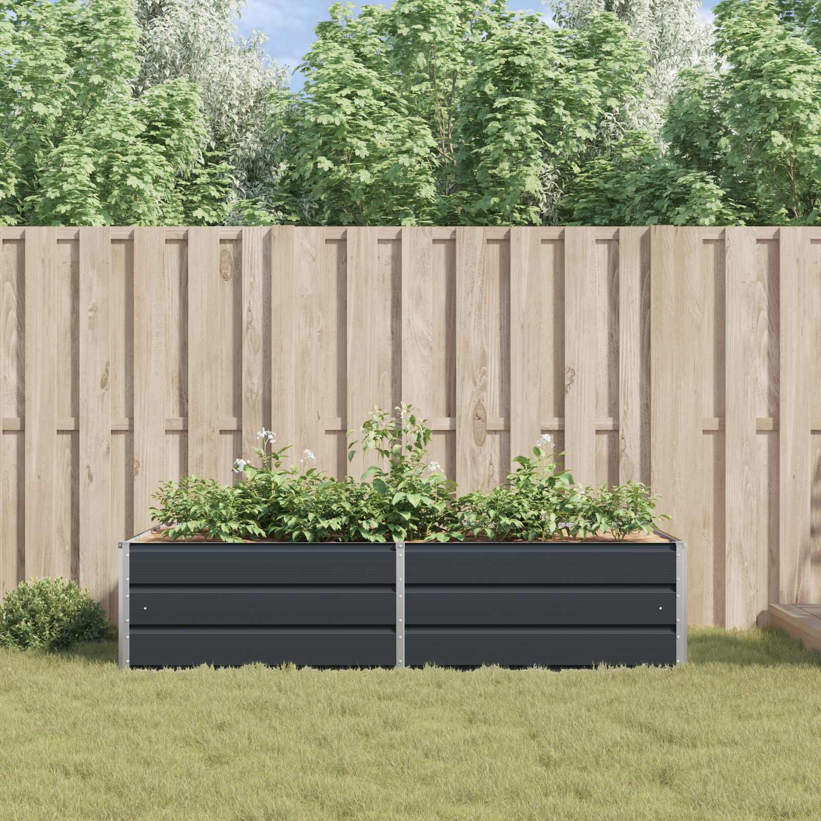 Planter Anthracite 195 x 100 x 45 cm Galvanised Steel