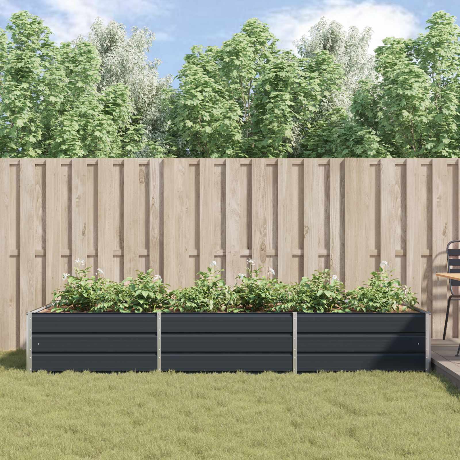 Planter Anthracite 290 x 100 x 45 cm Galvanised Steel