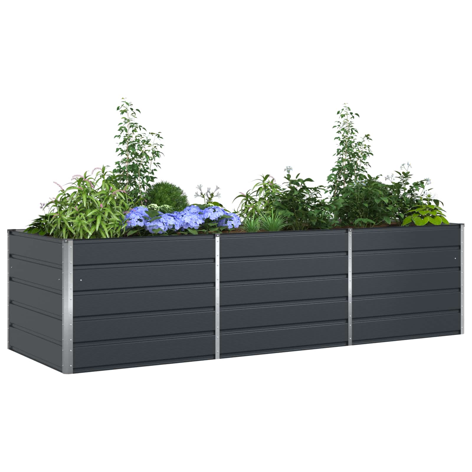 Planter Anthracite 195 x 100 x 45 cm Galvanised Steel