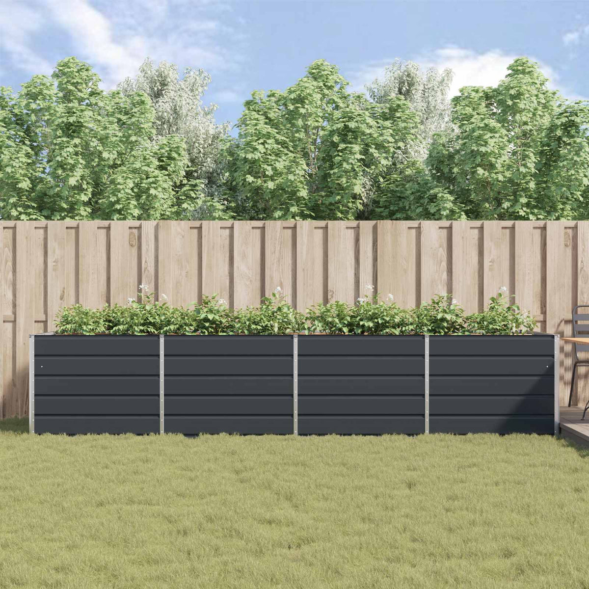 Planter Anthracite 385 x 100 x 75 cm Galvanised Steel