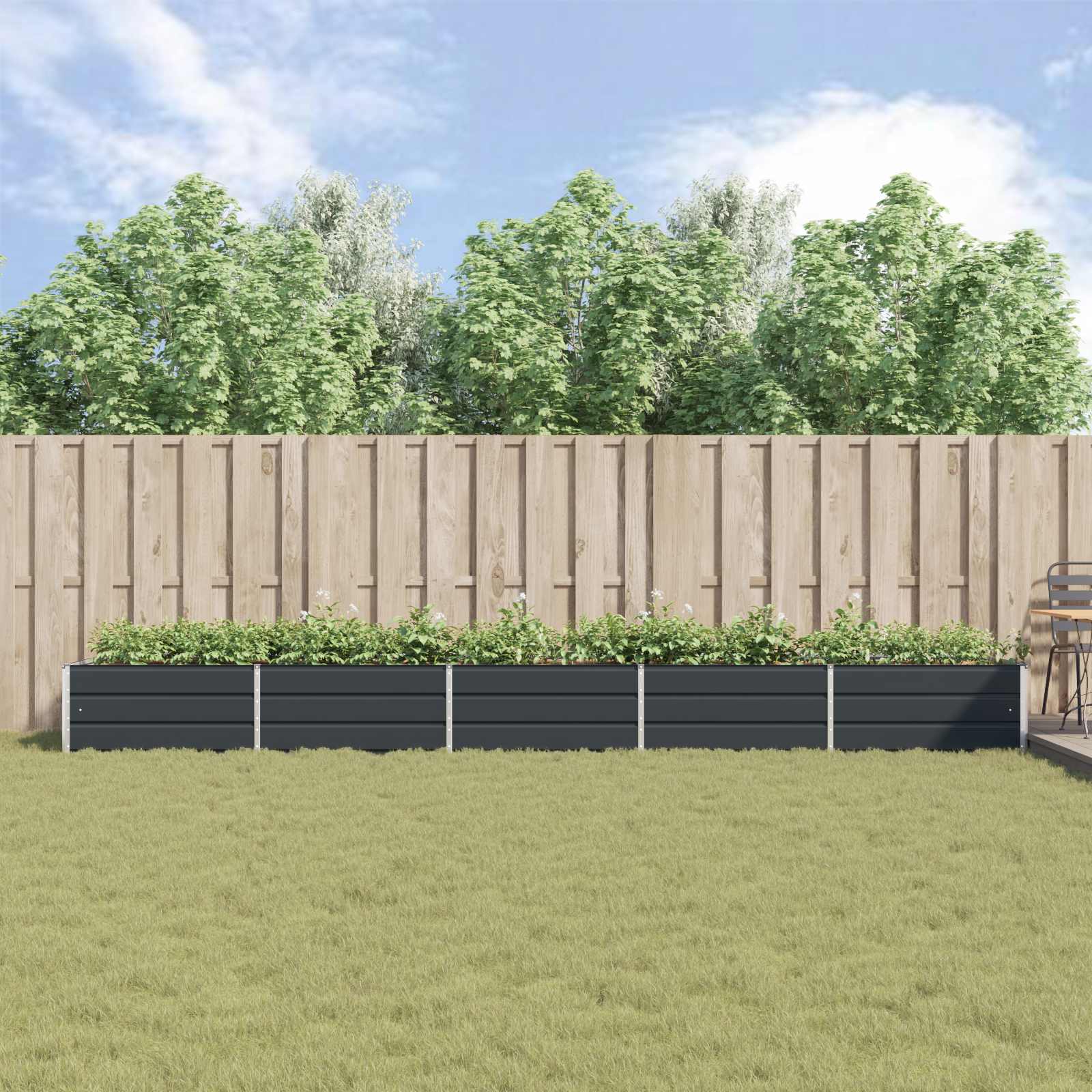 Planter Anthracite 480 x 100 x 45 cm Galvanised Steel