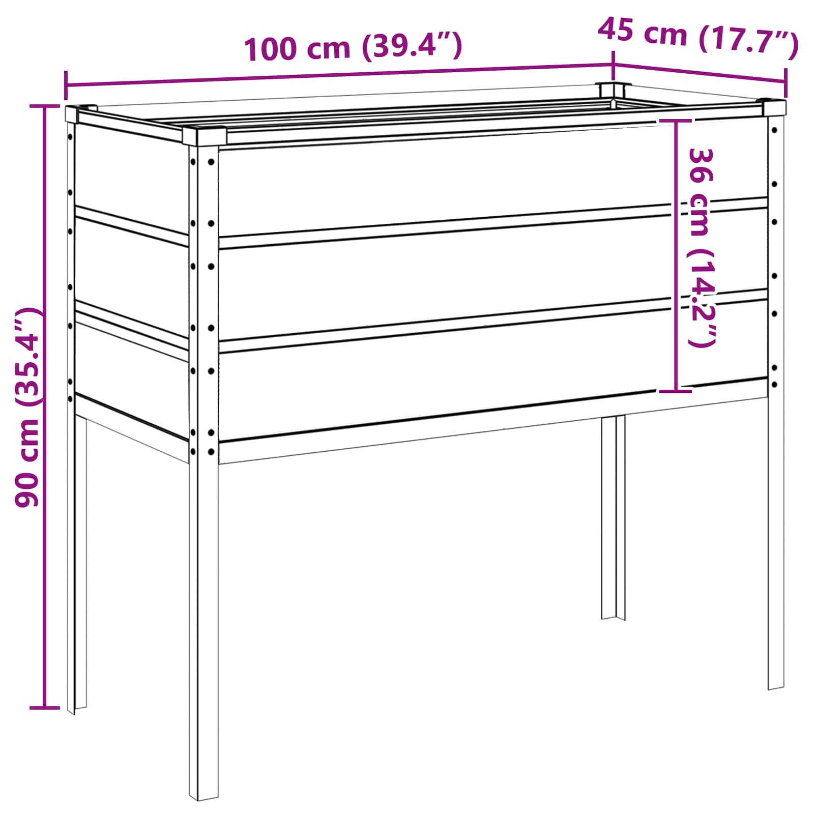 Planter Anthracite 100 x 45 x 90 cm Galvanised Steel