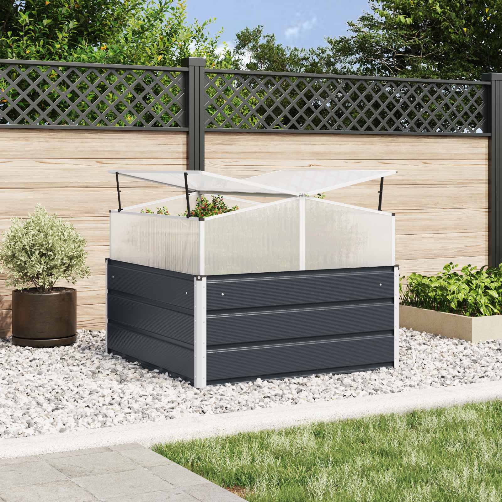 Planter Anthracite 100 x 100 x 77 cm Galvanised Steel