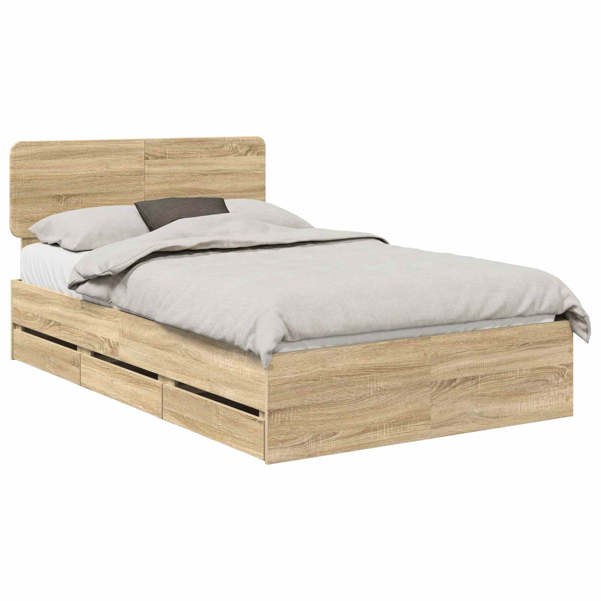 Bed Frame with Drawer Sonoma Oak 135 x 190 cm Engineered Wood
