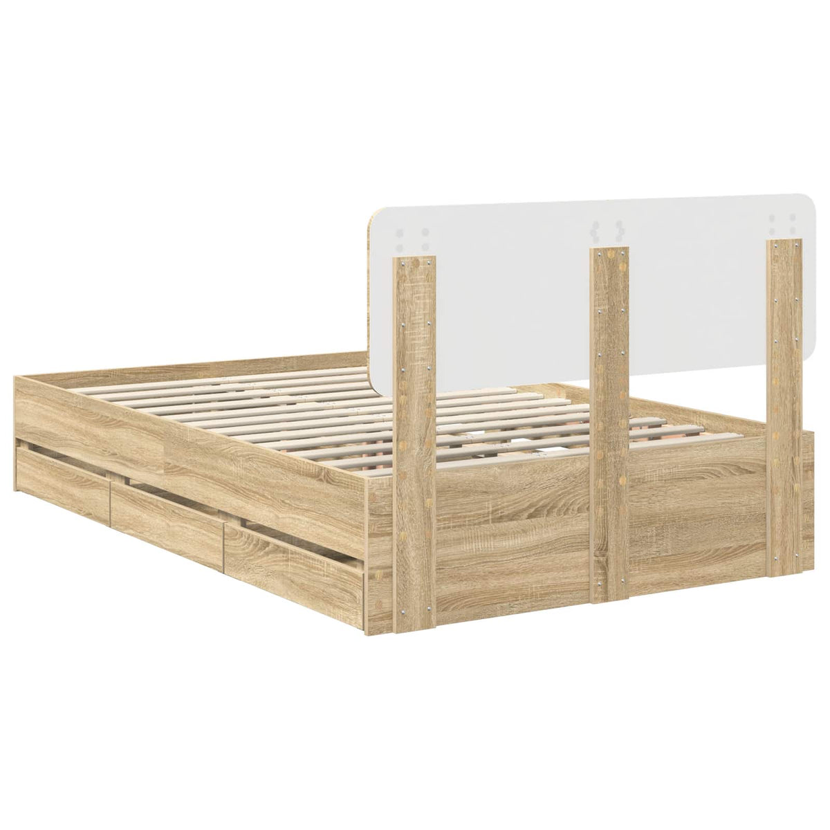 Bed Frame with Drawer Sonoma Oak 135 x 190 cm Engineered Wood