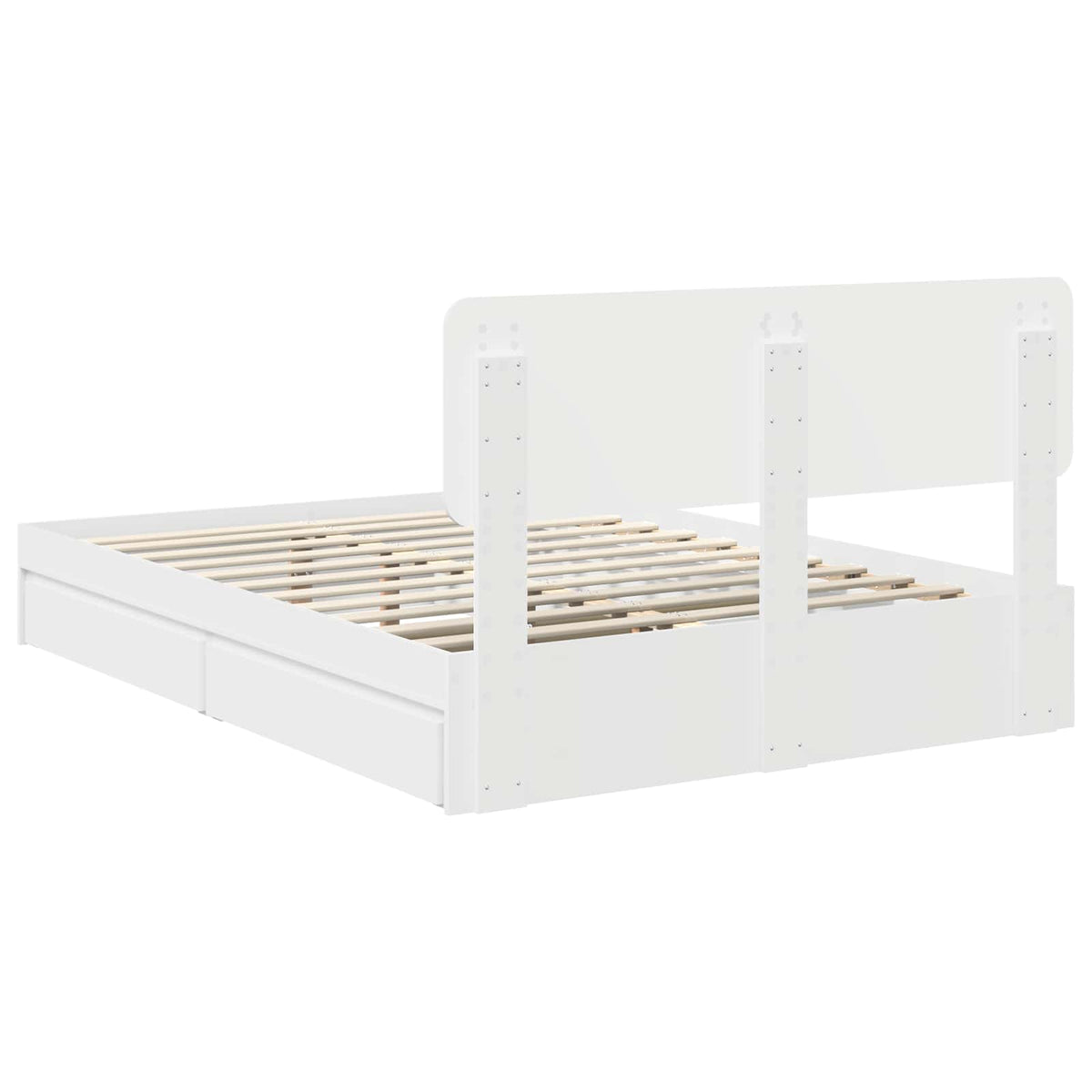 Storage Bed with Headboard White 150 x 200 cm Engineered Wood