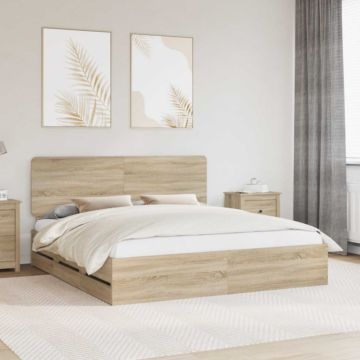 Bed Frame with Drawer Sonoma Oak 180 x 200 cm Engineered Wood