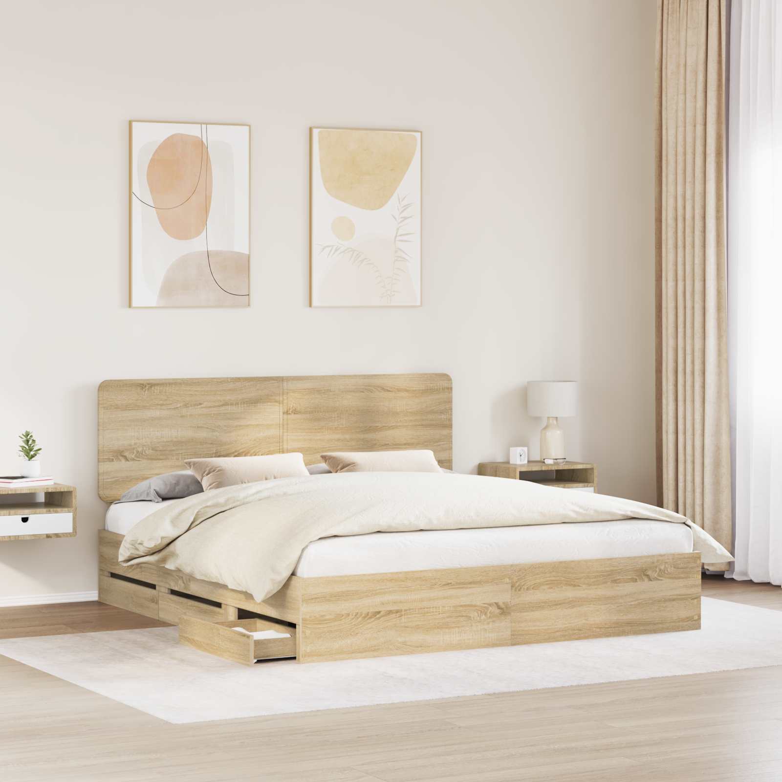 Bed Frame with Drawer Sonoma Oak 180 x 200 cm Engineered Wood