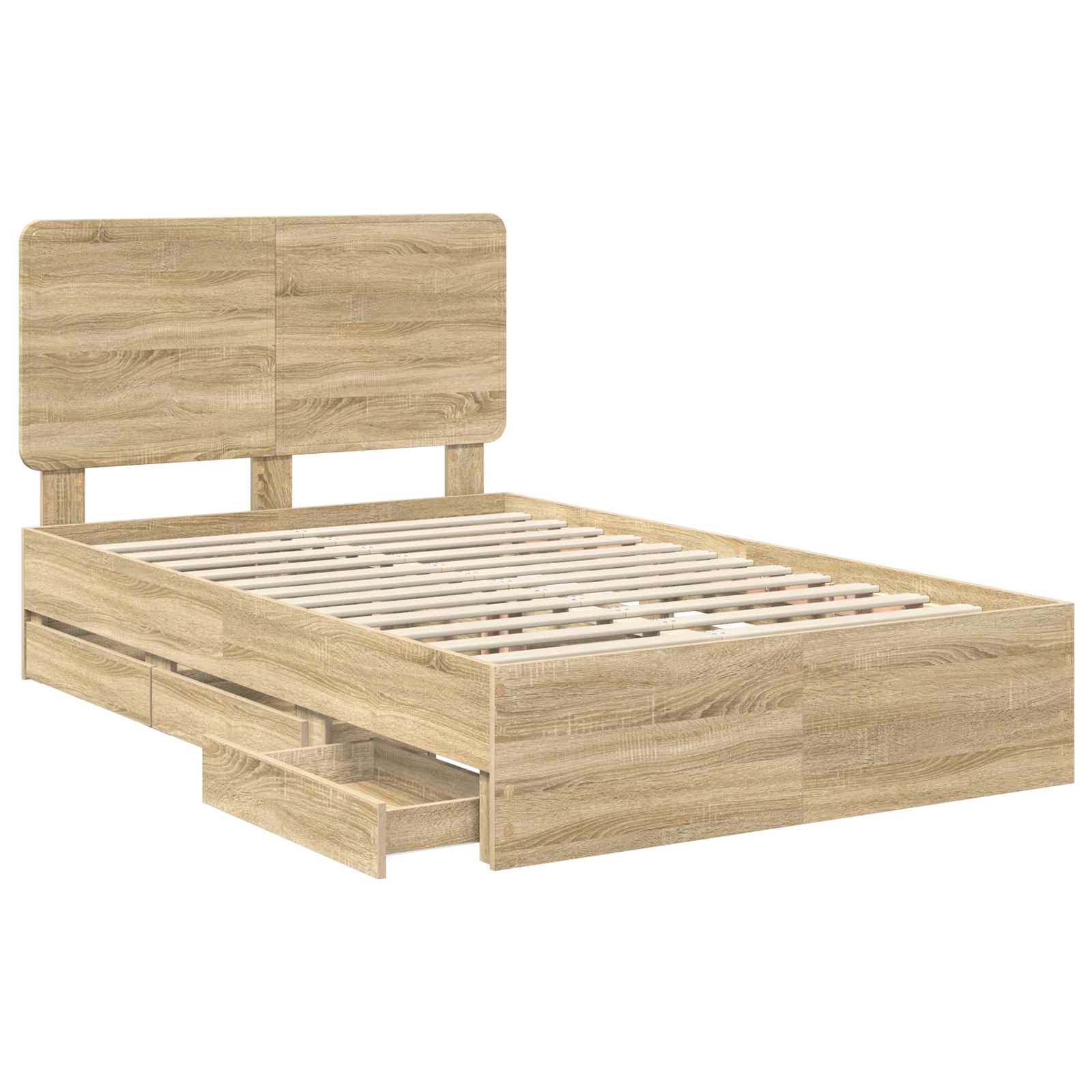 Bed Frame with Drawer Sonoma Oak 135 x 190 cm Engineered Wood