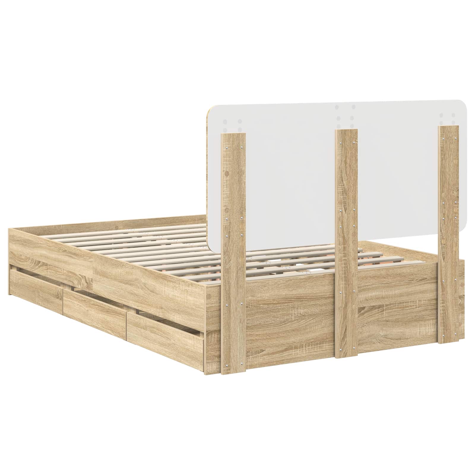 Bed Frame with Drawer Sonoma Oak 135 x 190 cm Engineered Wood