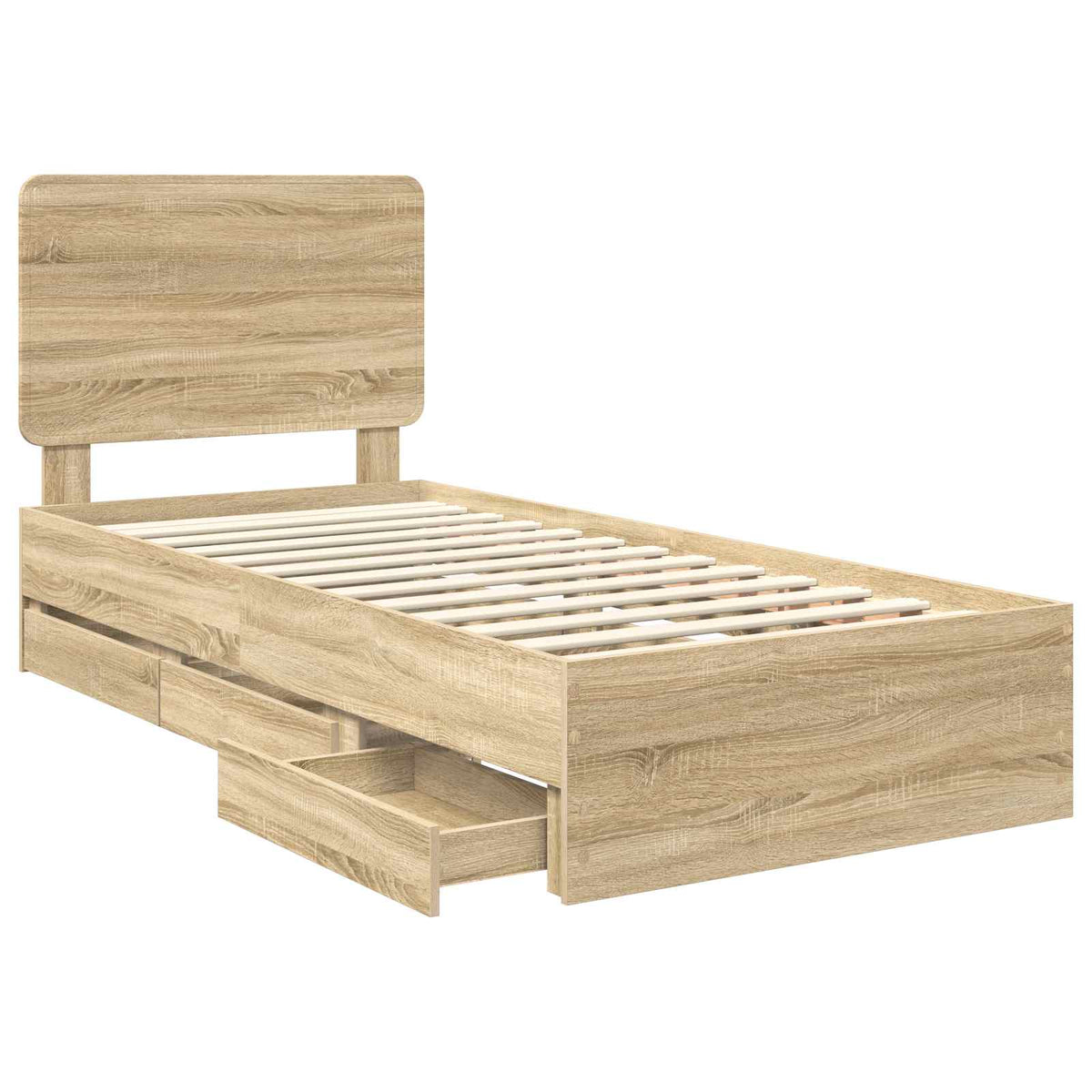 Bed Frame with Drawer Sonoma Oak 90 x 200 cm Engineered Wood