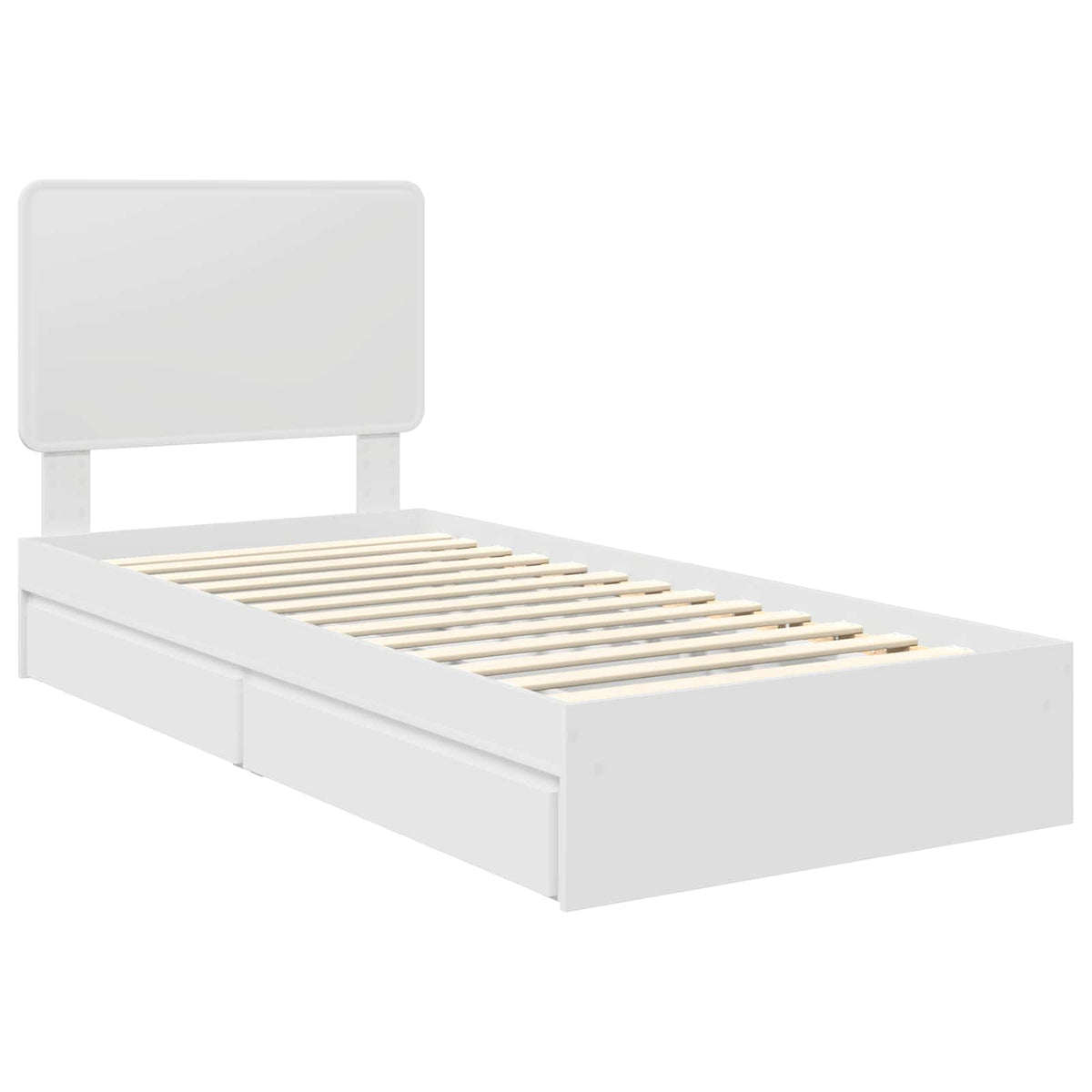 Storage Bed with Headboard White 90 x 190 cm Engineered Wood