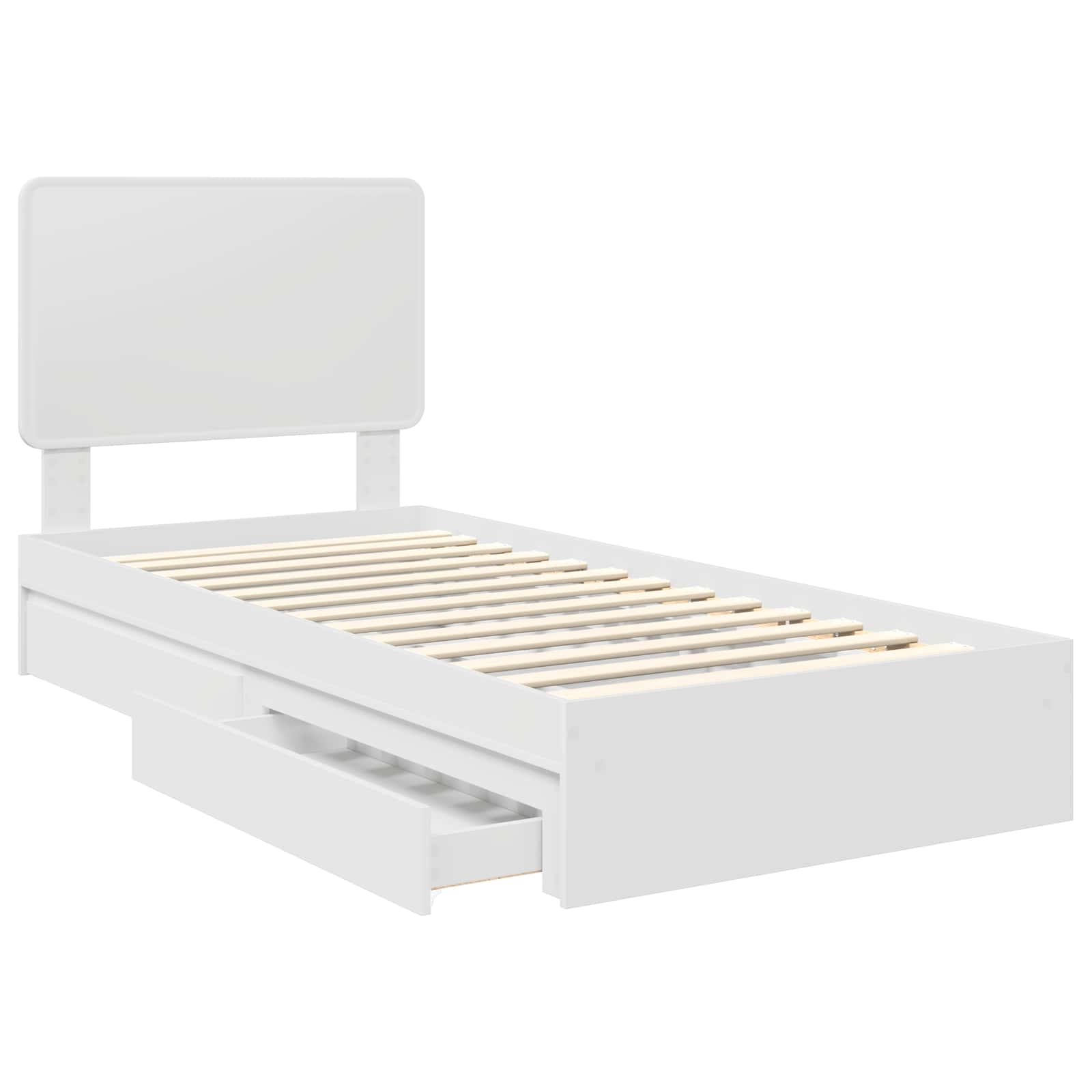 Storage Bed with Headboard White 90 x 190 cm Engineered Wood