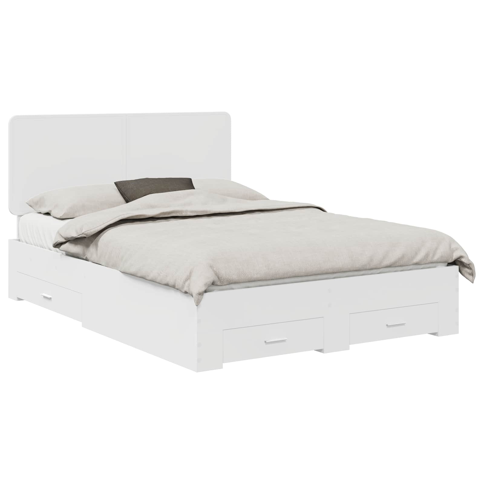 Bed Frame with Headboard White 150 x 200 cm Engineered Wood