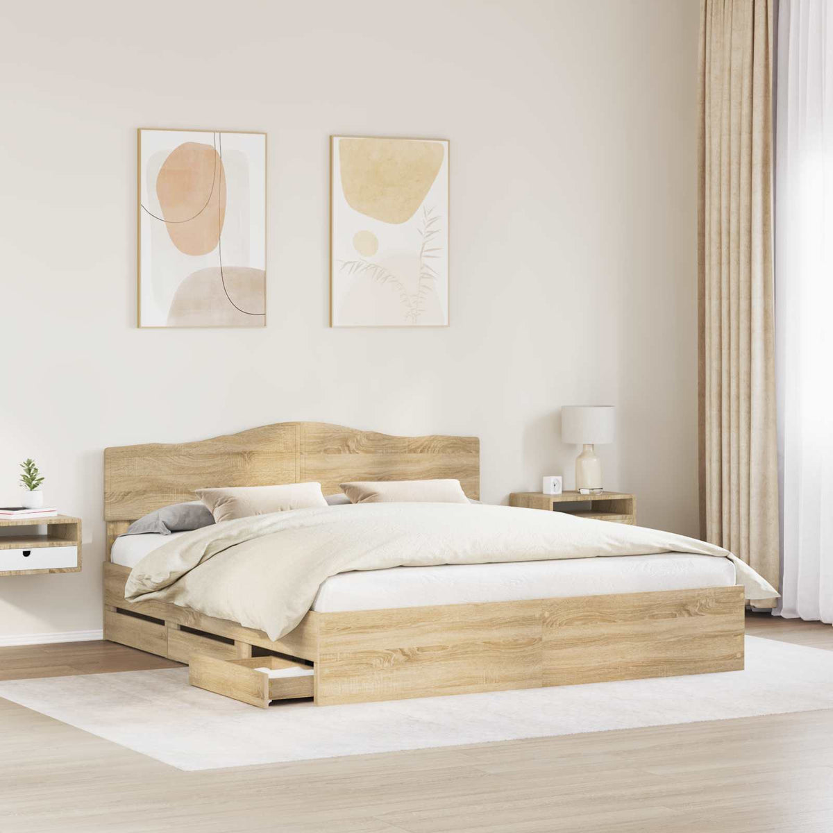 Bed Frame with Drawer Sonoma Oak 180 x 200 cm Engineered Wood